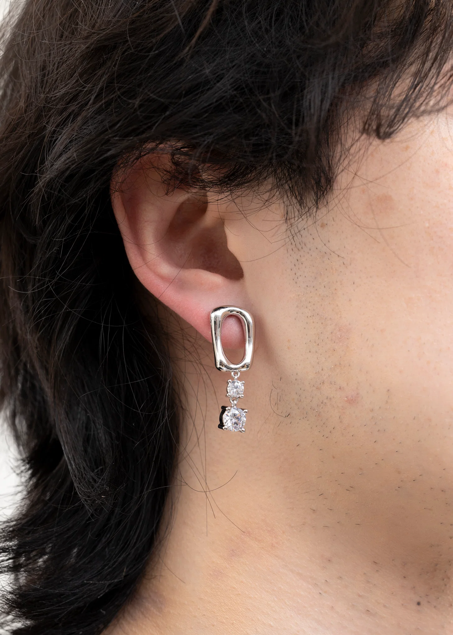 Silver And Rhinestone YINFU 2 Earring - Single - Image 3