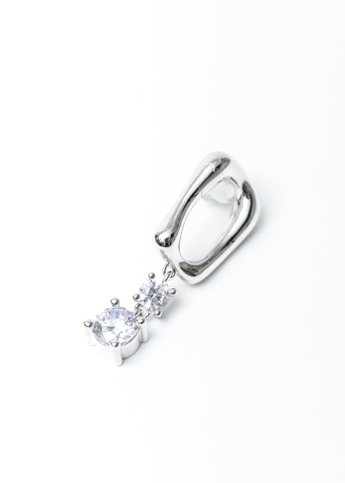 Silver And Rhinestone YINFU 2 Earring - Single - Image 4