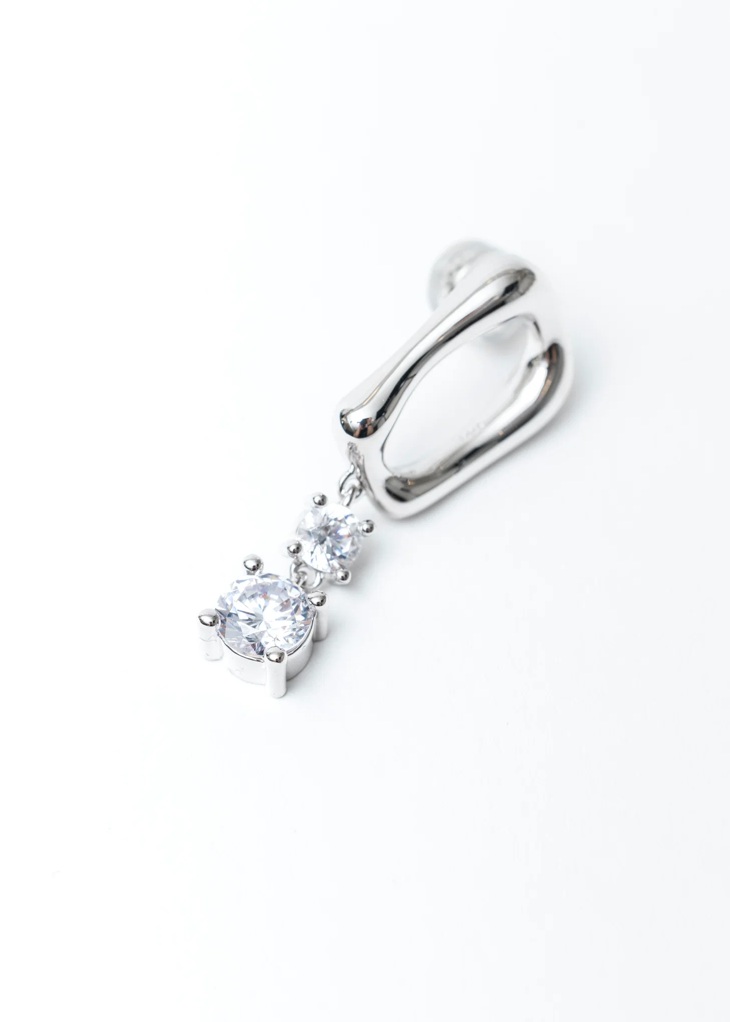 Silver And Rhinestone YINFU 2 Earring - Single - Image 5