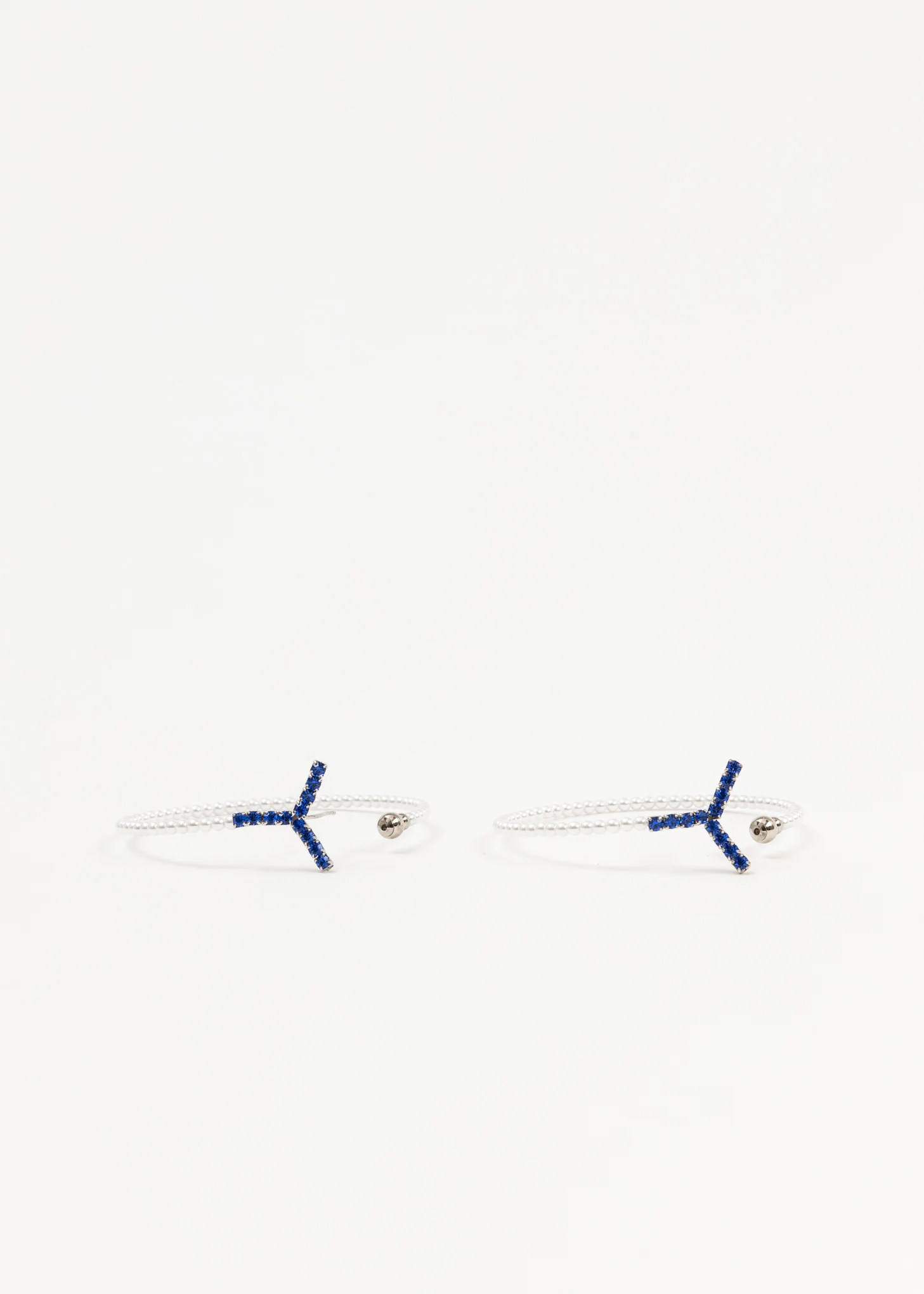 Silver And Sapphire MAXI Y PEARL Hoops