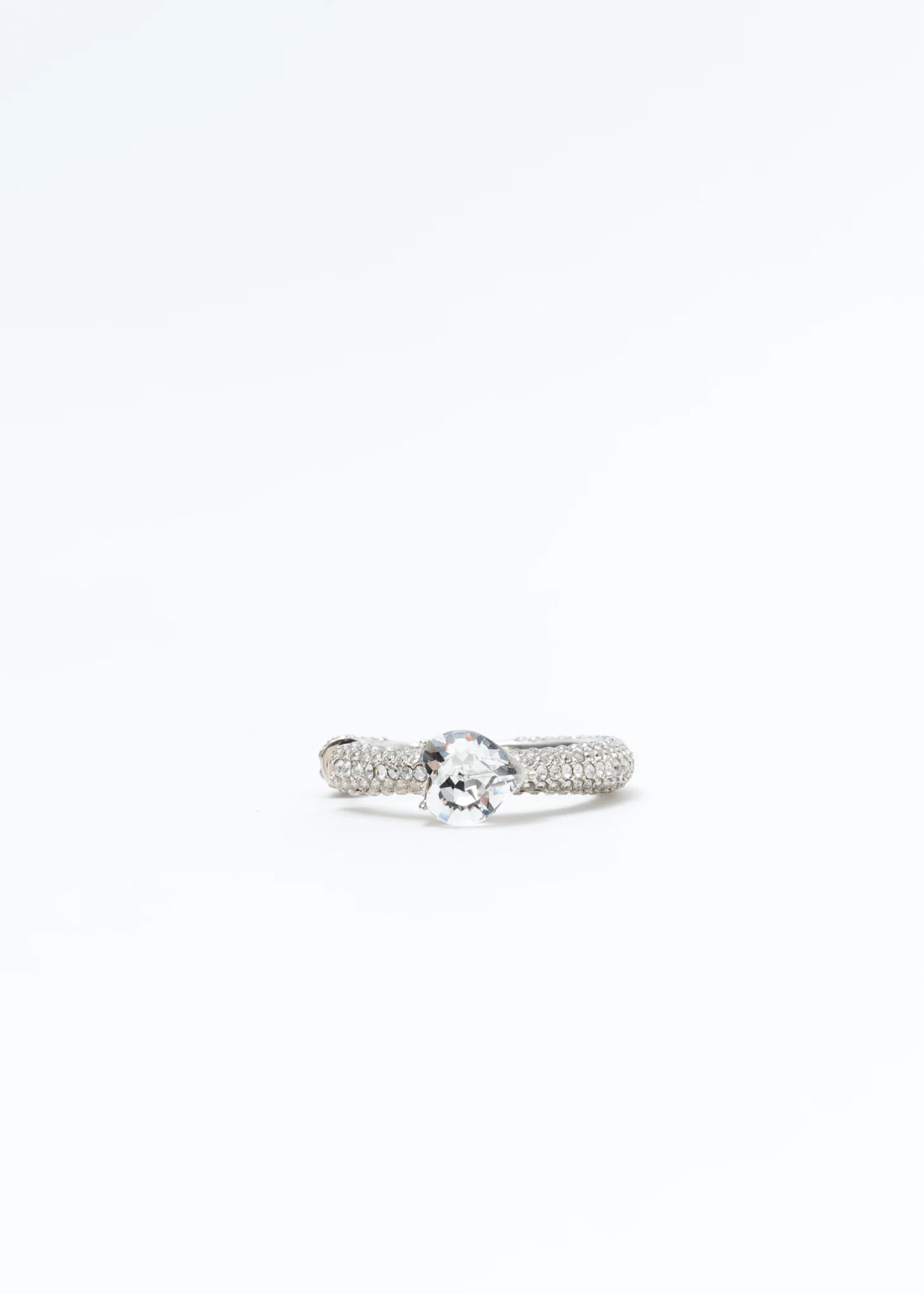 Silver And Silver Heart Solitaire Earring (Crystal)