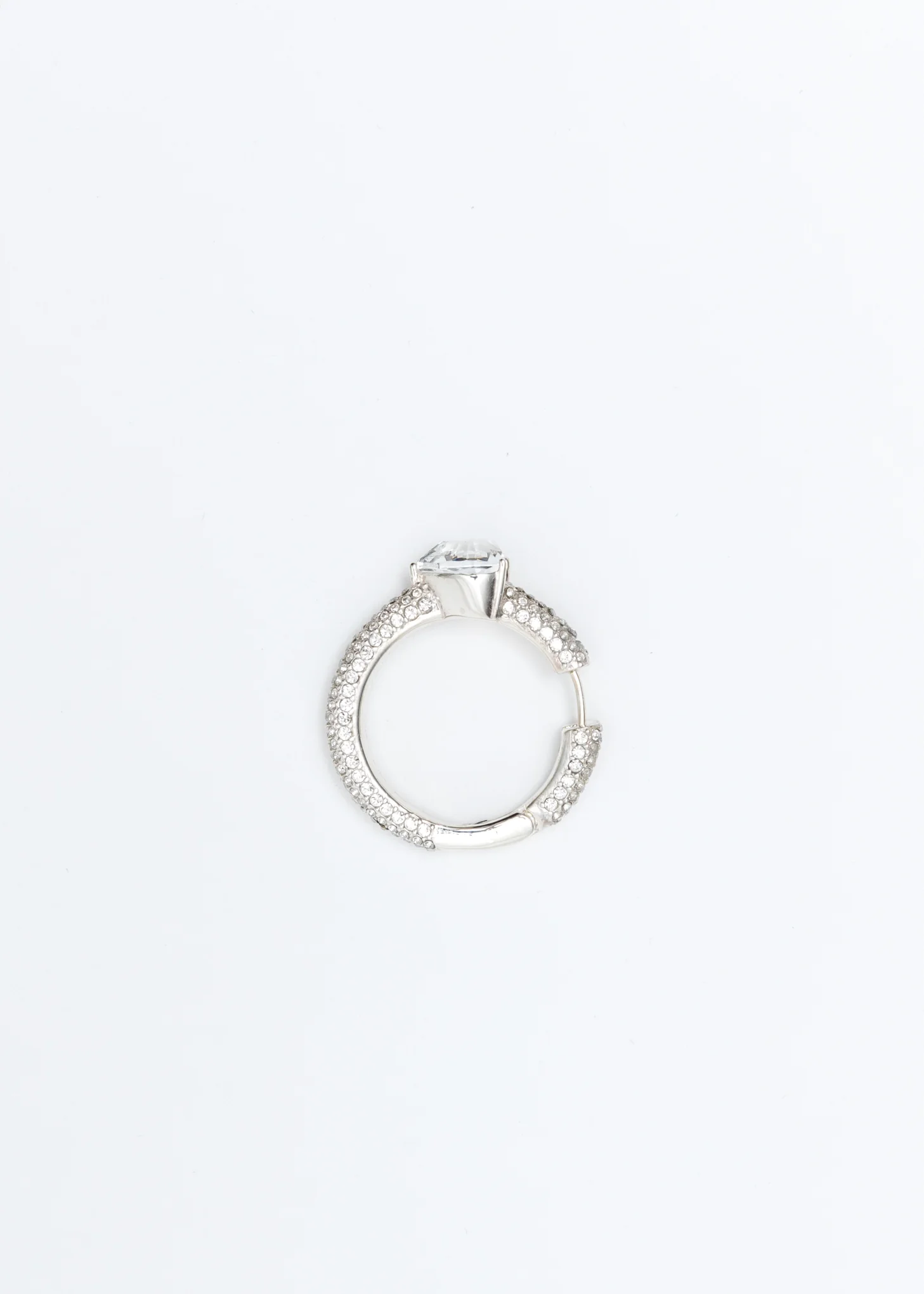 Silver And Silver Heart Solitaire Earring (Crystal) - Image 3