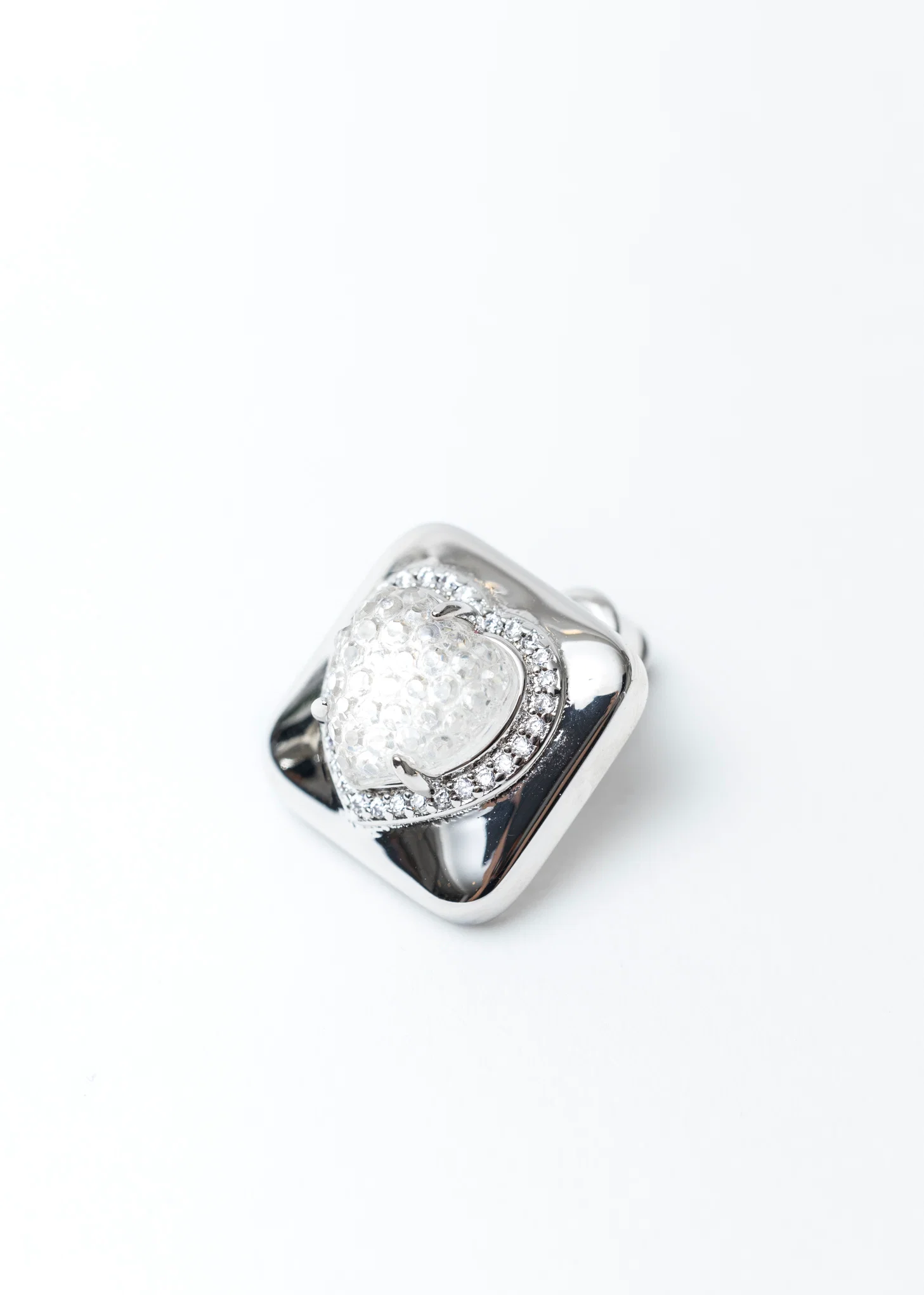 Silver And White Heart Earring - Single - Image 4