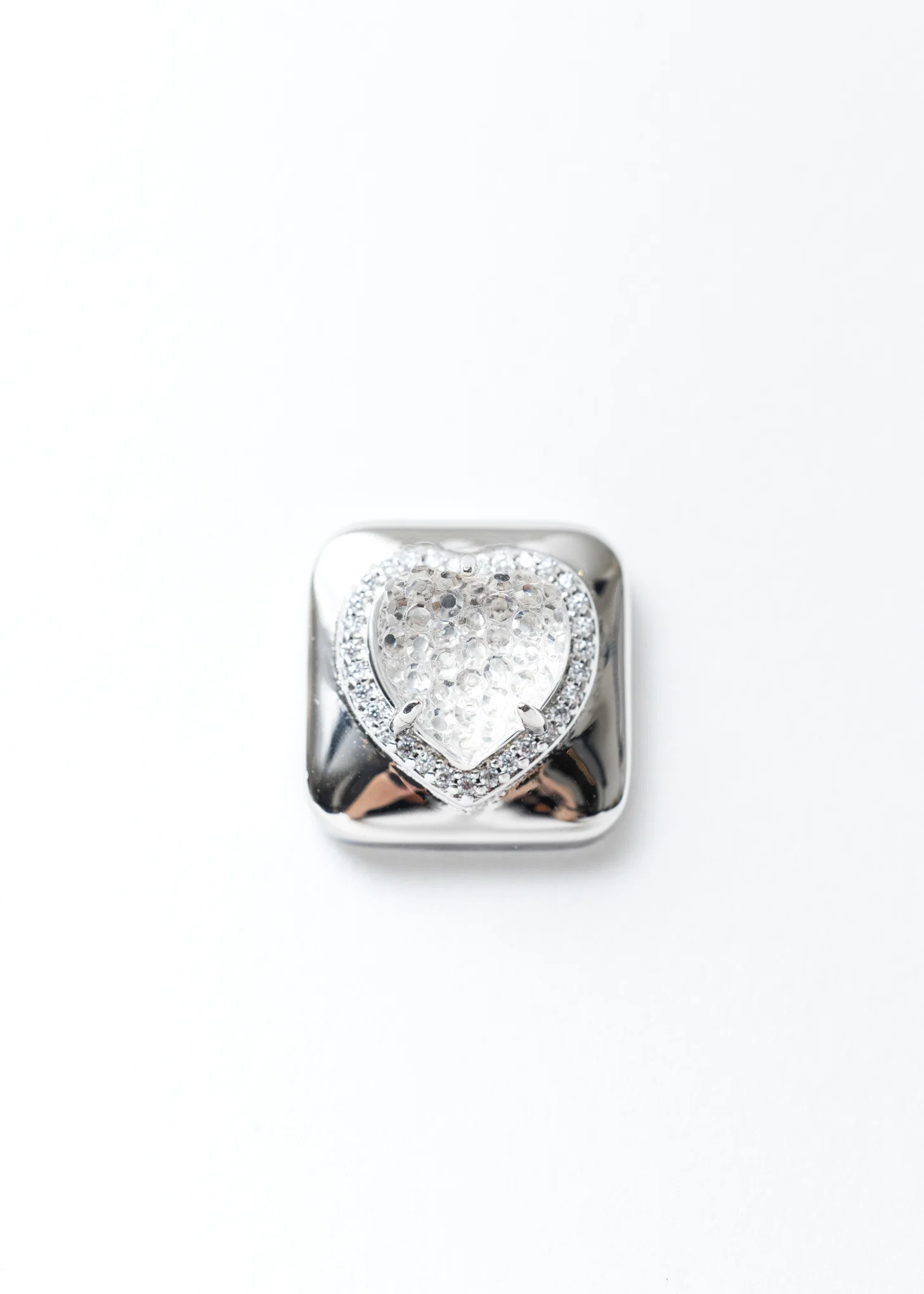 Silver And White Heart Earring - Single - Image 5