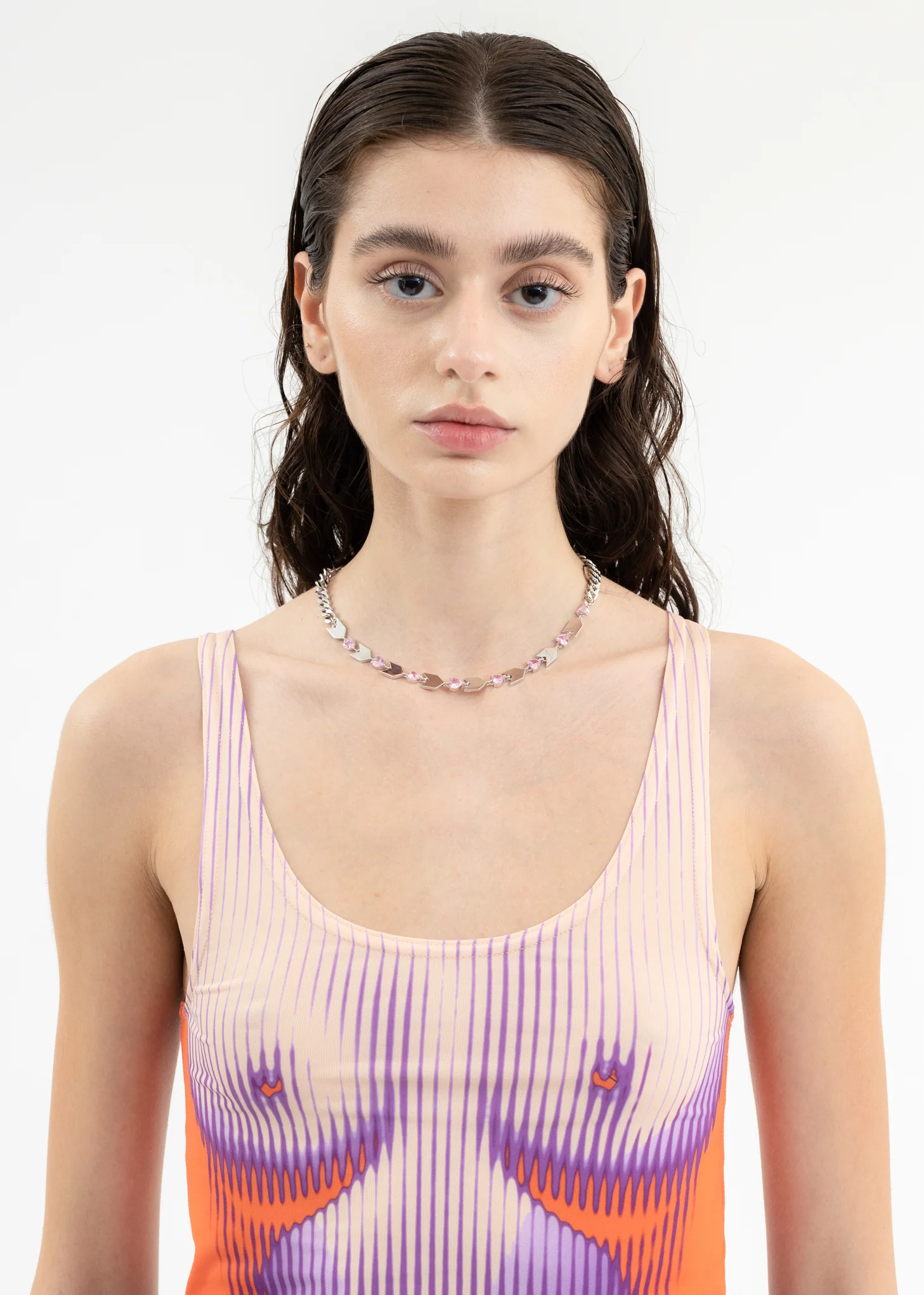 Silver Arrows And Rhinestone Hearts Necklace - Image 2