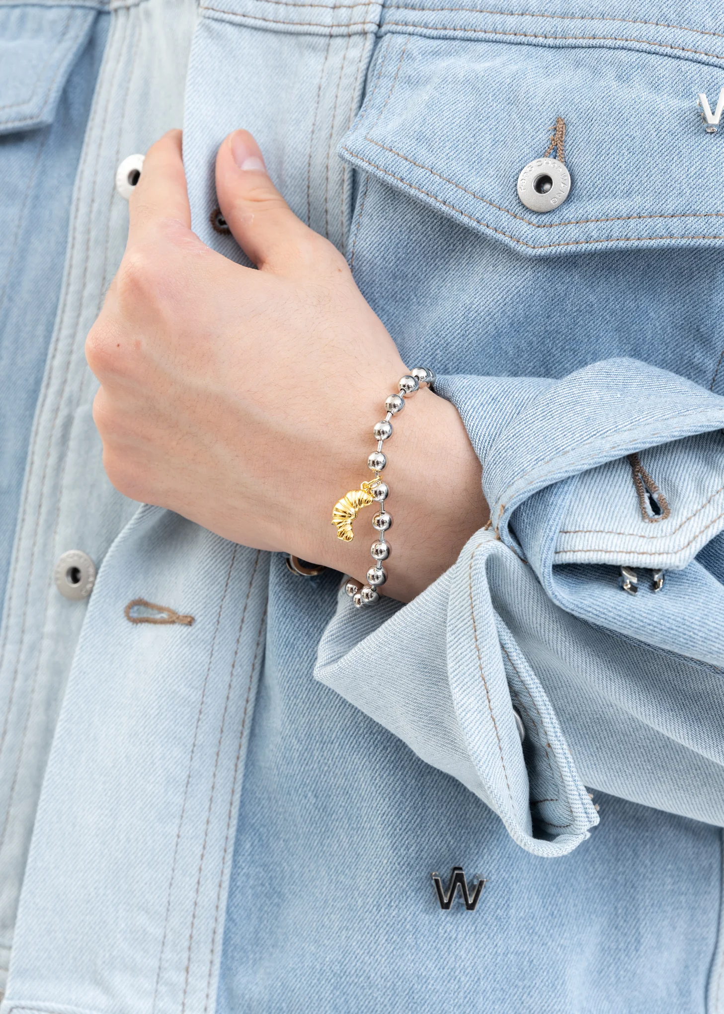 Silver Balls Bracelets With Gold Pendant - Image 5