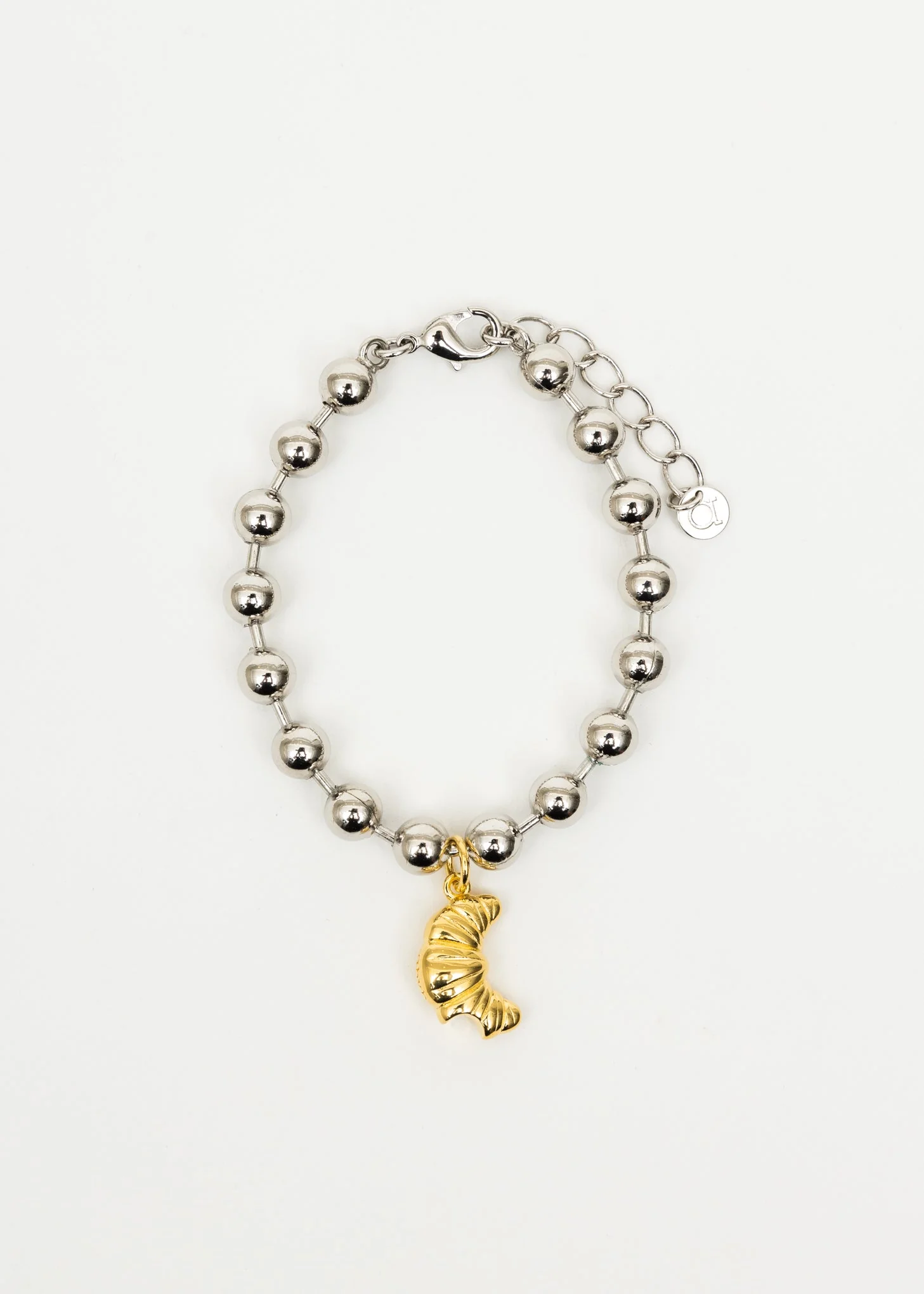 Silver Balls Bracelets With Gold Pendant