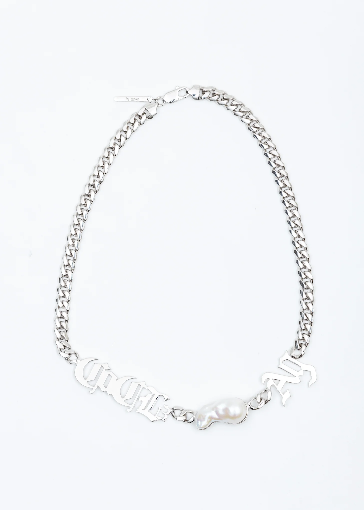 Silver Baroque Pearl Chain Necklace