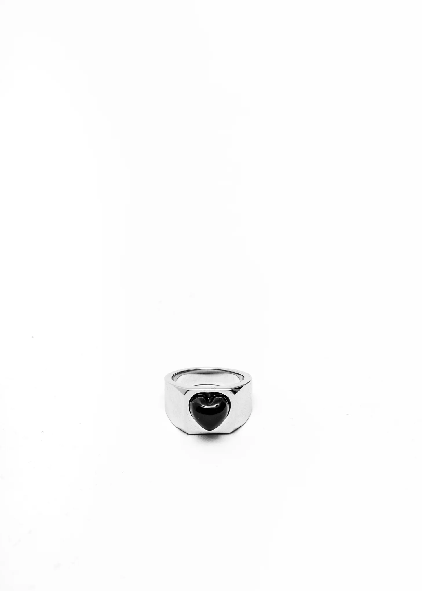 Silver Black Heart Shape Ring