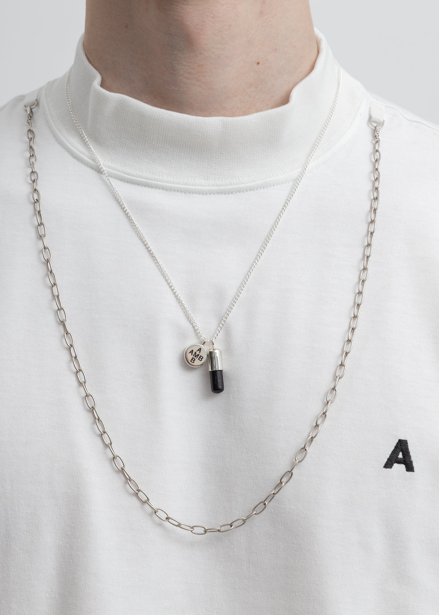 Silver & Black Pill Charm Necklace - Image 2