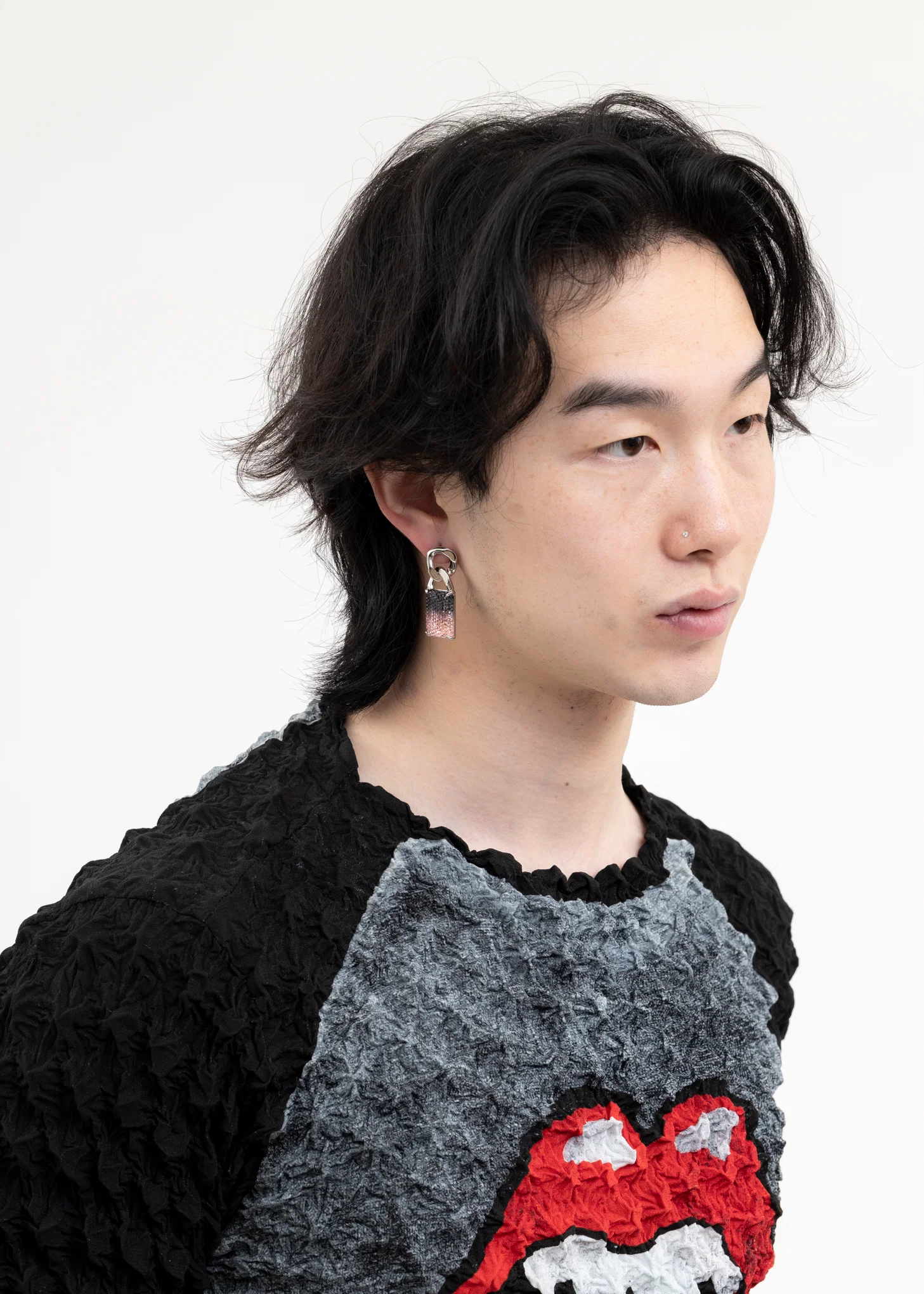 Silver BLACK PINK Earring - Single - Image 2