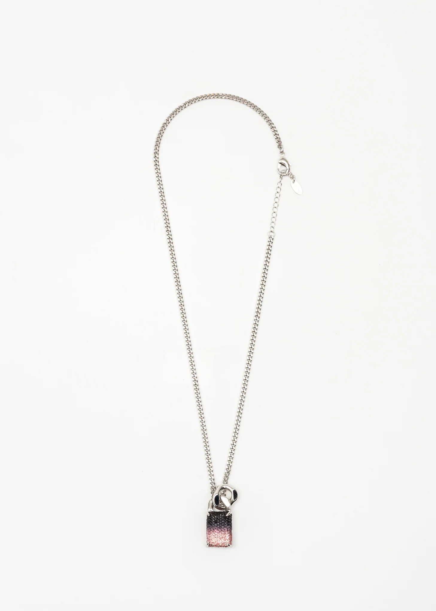 Silver Black/Pink Lock Necklace