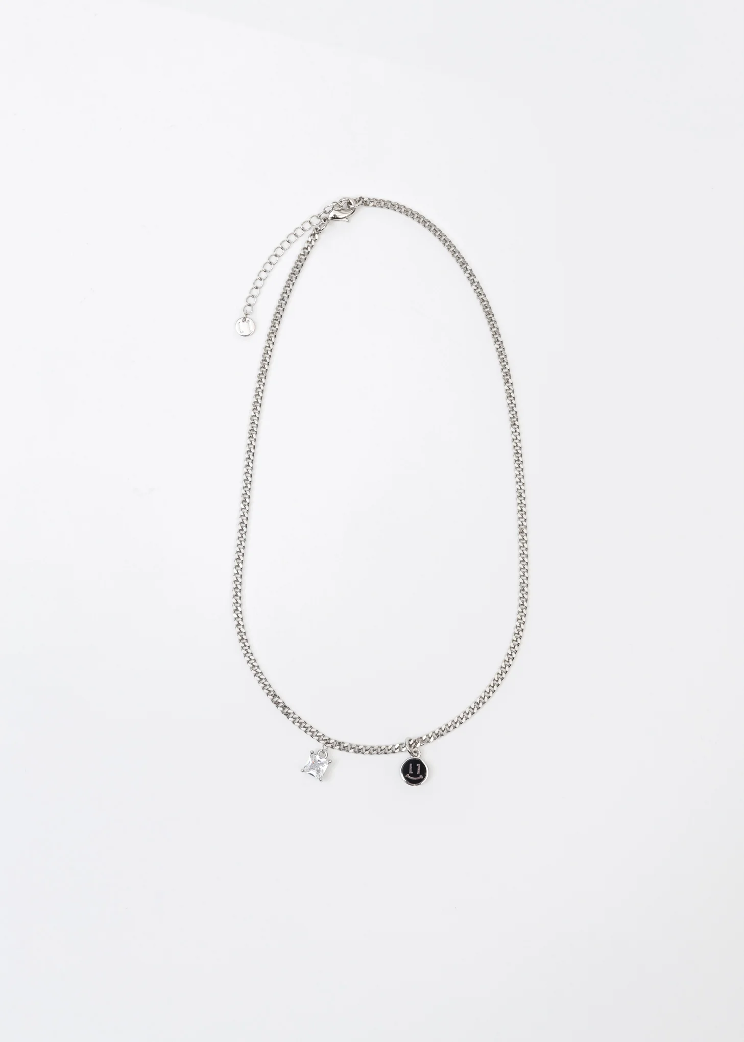 Silver Black Smiley and Stone Necklace - Image 5