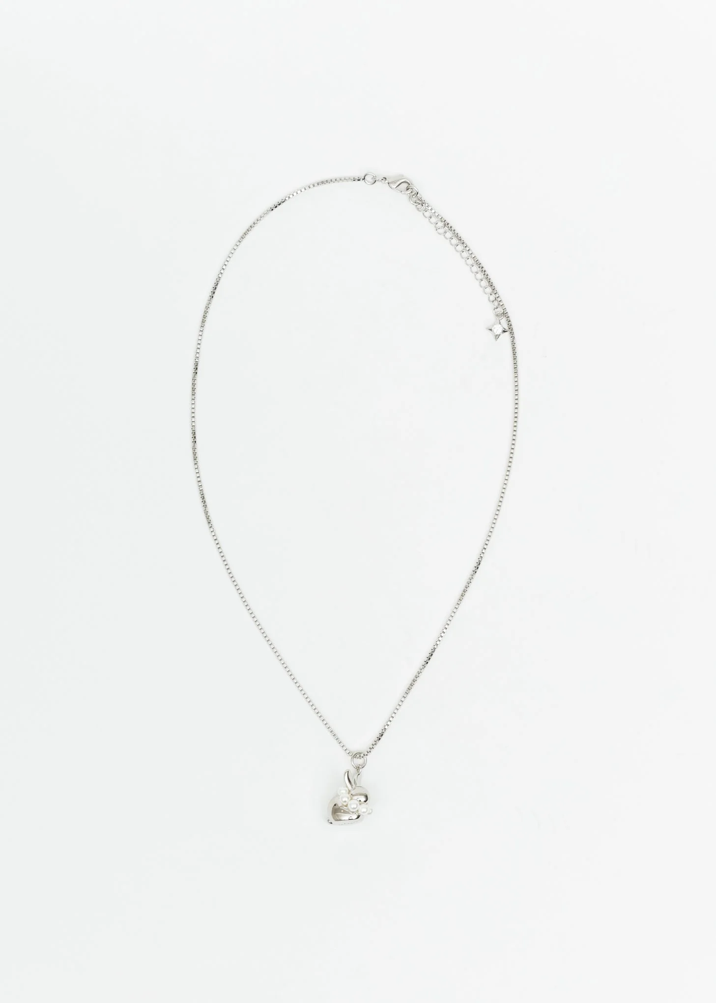 Silver Bunny With Pearl Necklace