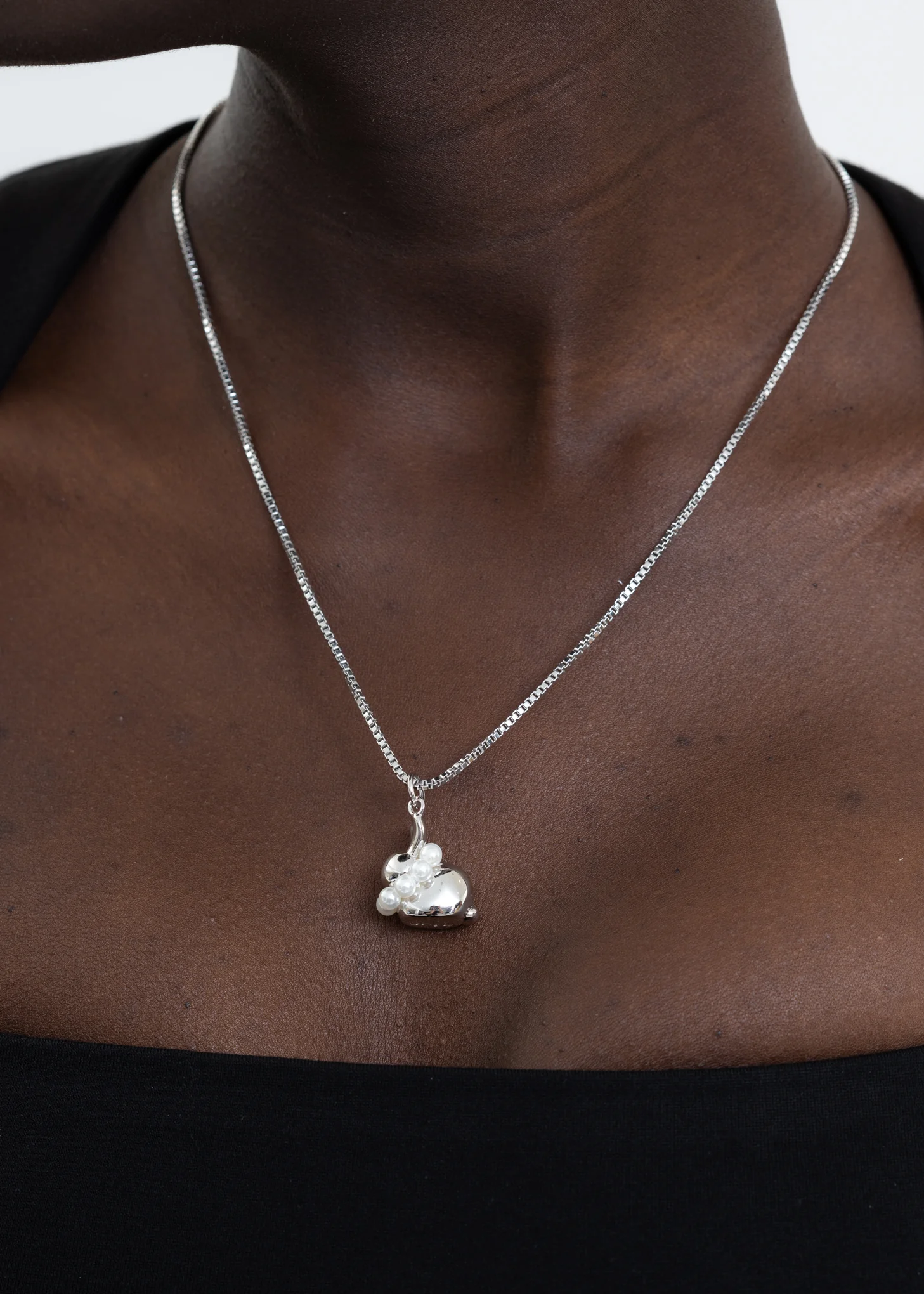 Silver Bunny With Pearl Necklace - Image 3