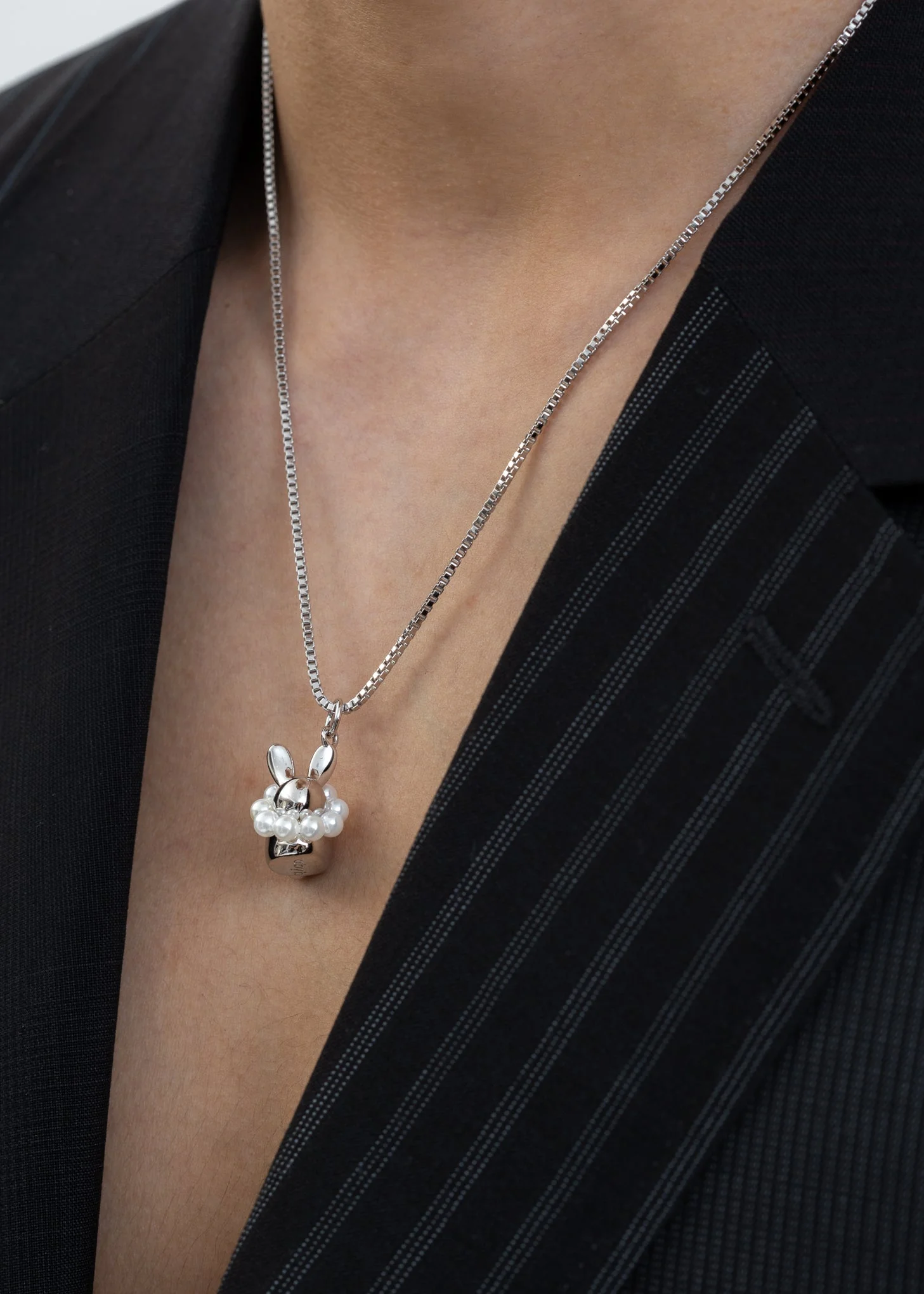 Silver Bunny With Pearl Necklace - Image 5