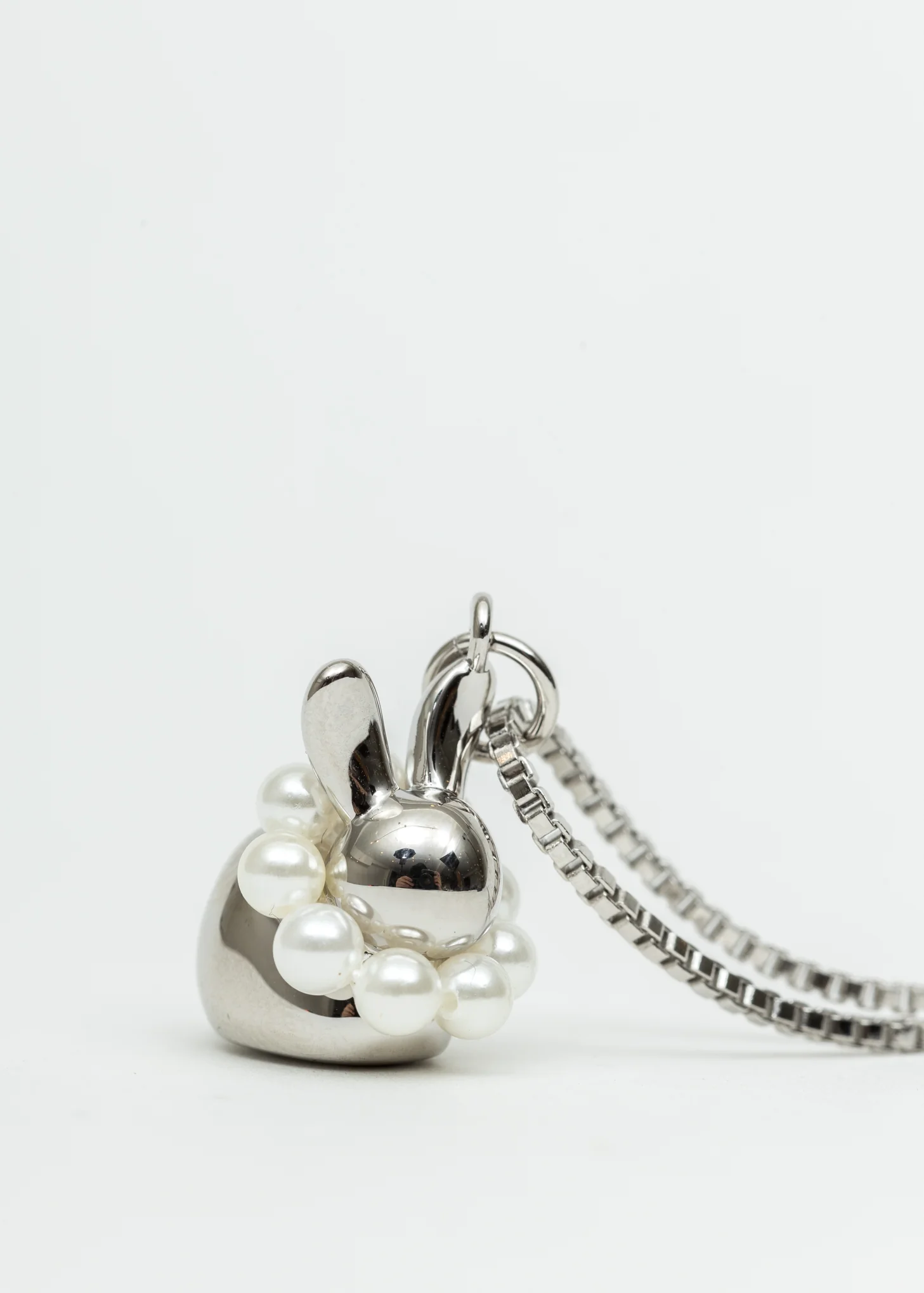 Silver Bunny With Pearl Necklace - Image 4