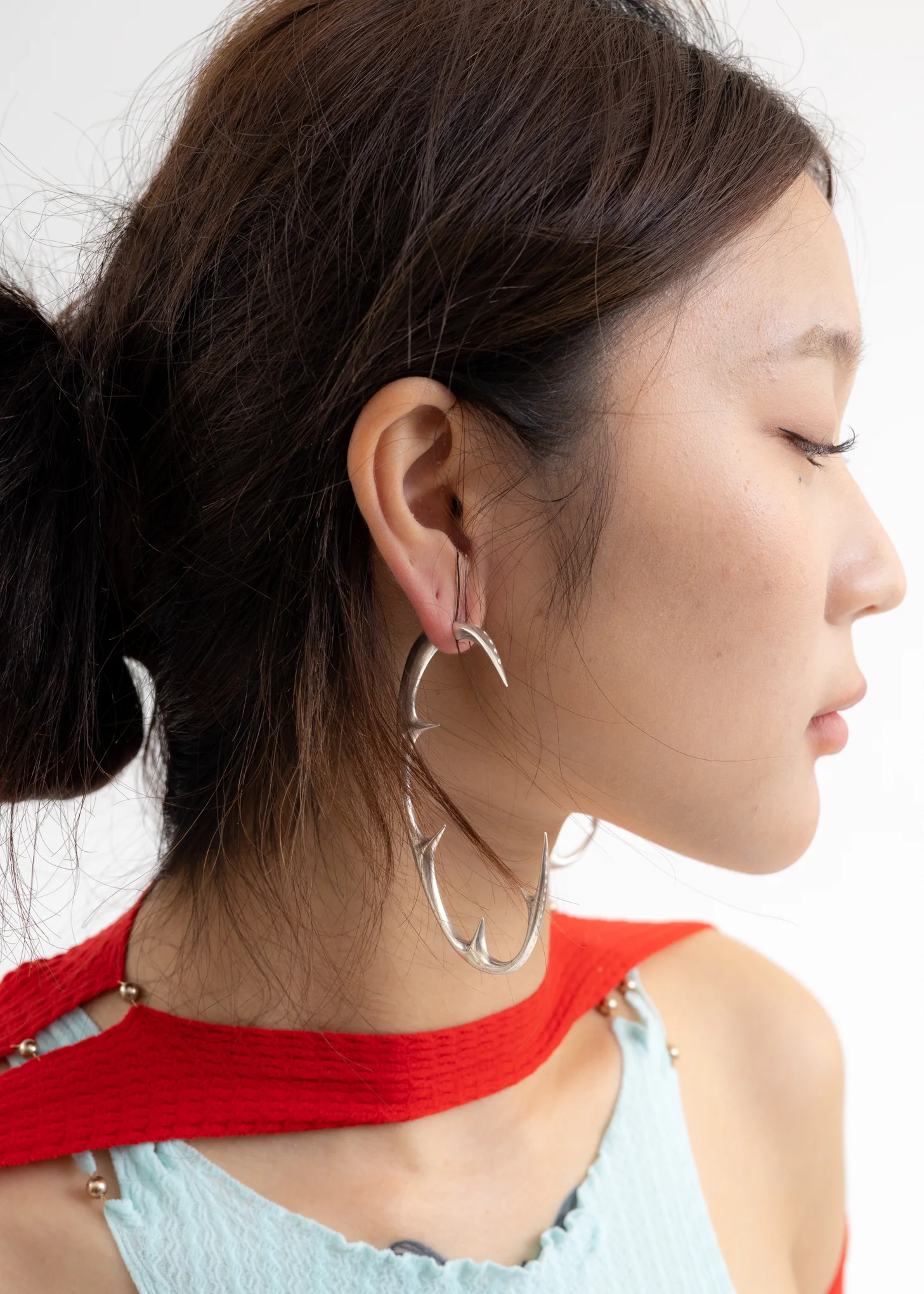 SILVER “C” BARB THORNS EARRINGS - Single - Image 4