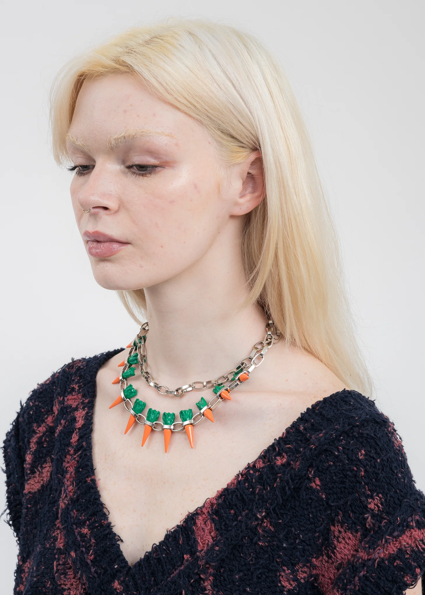 Silver CARROT STUDS Necklace