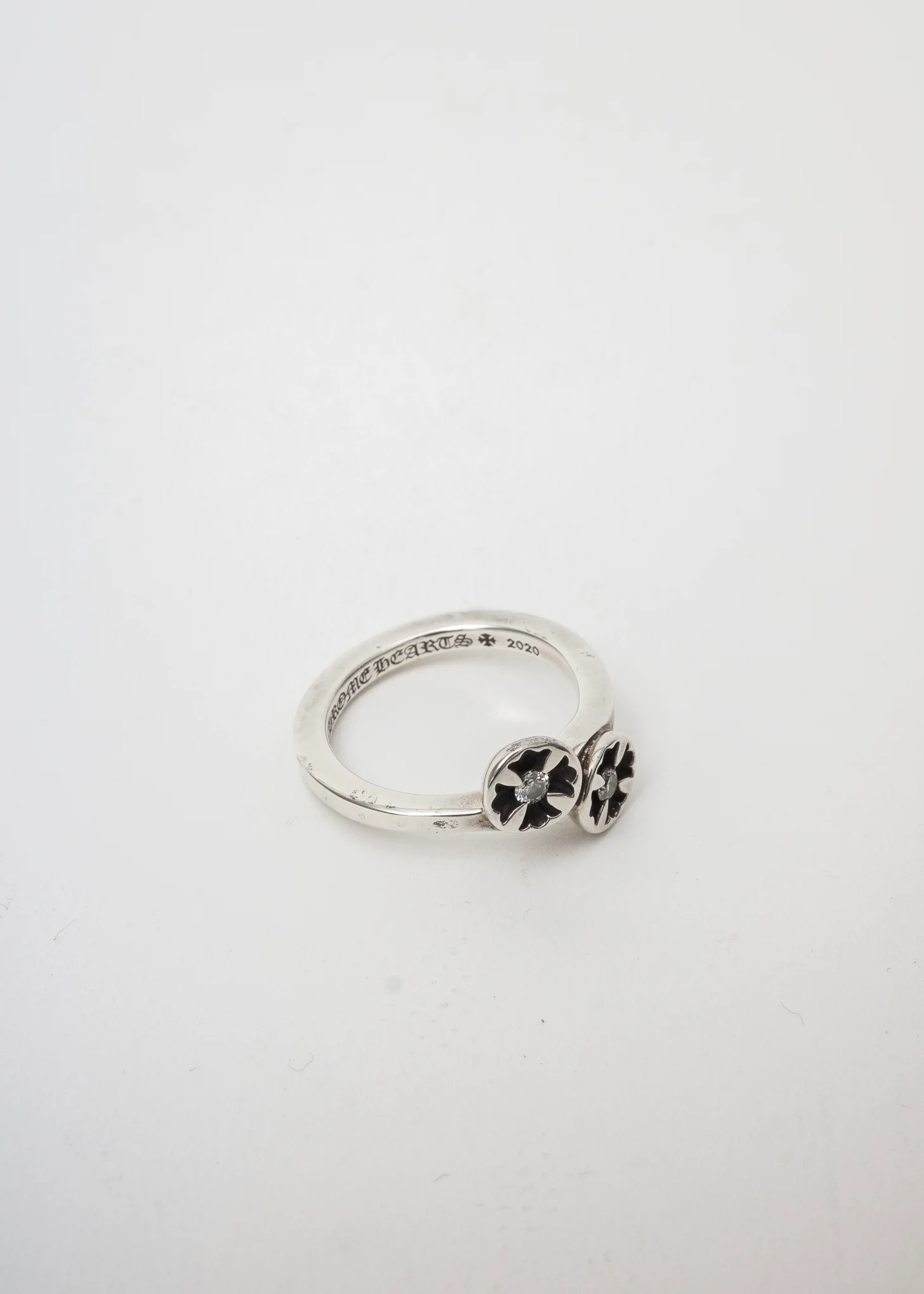 Silver CH CBL NGTV Nail 2 Diamond Ring
