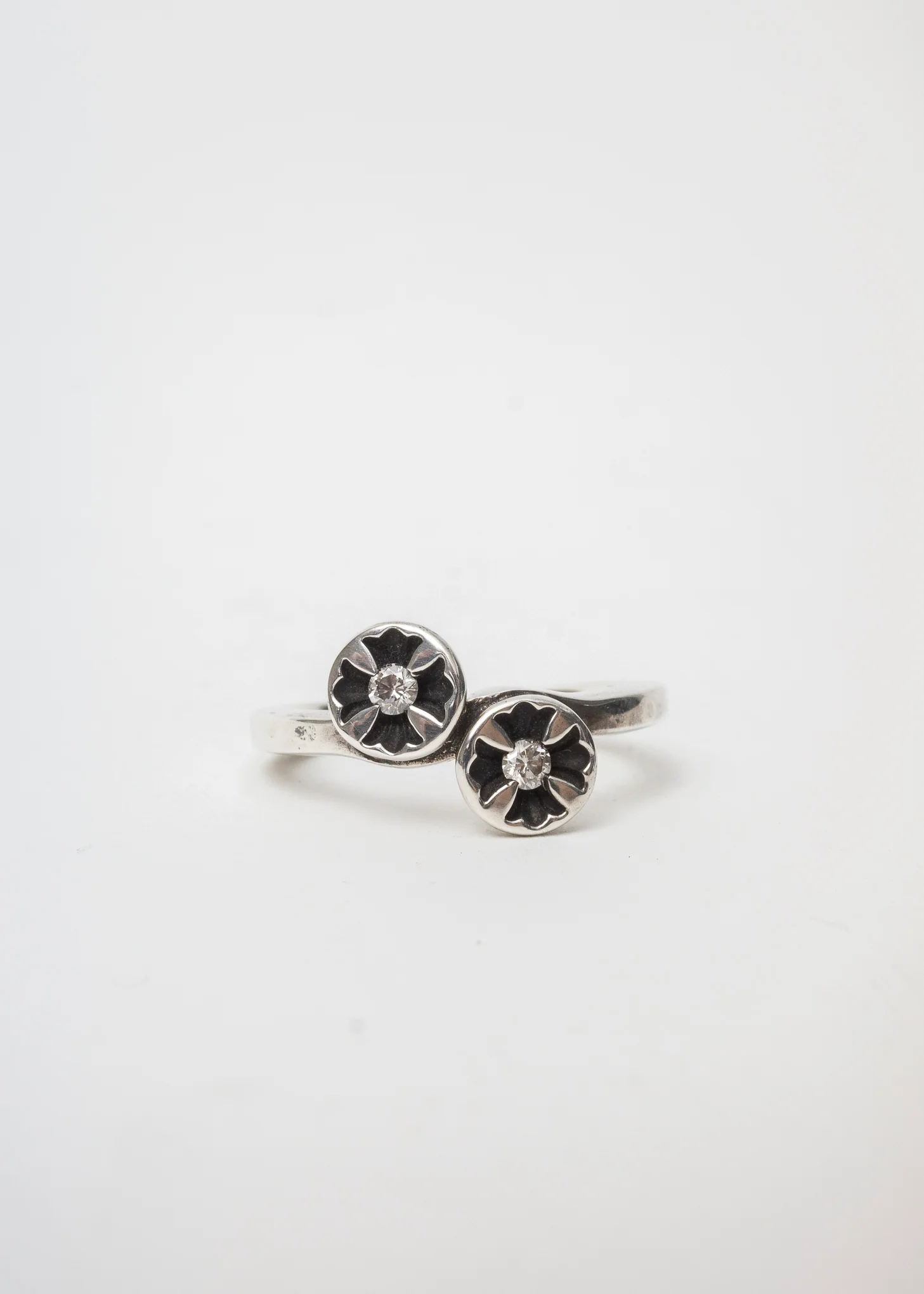 Silver CH CBL NGTV Nail 2 Diamond Ring - Image 2