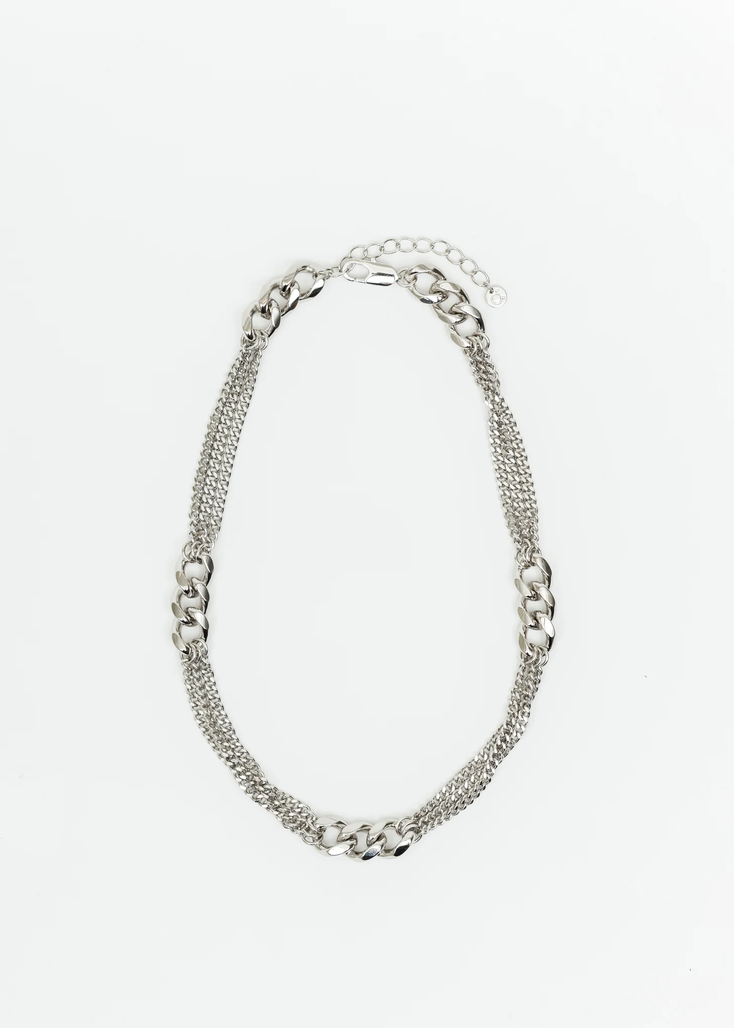 Silver Chains And Cuba Lock Necklace