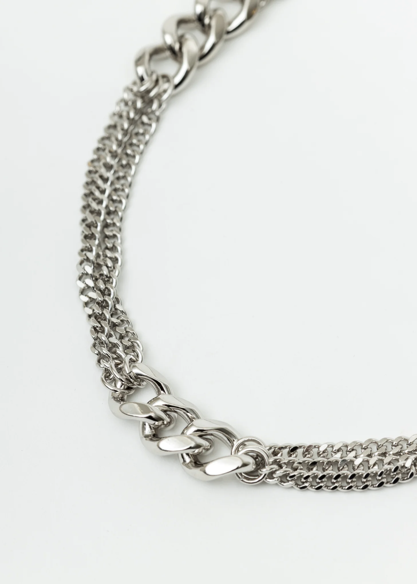 Silver Chains And Cuba Lock Necklace - Image 3