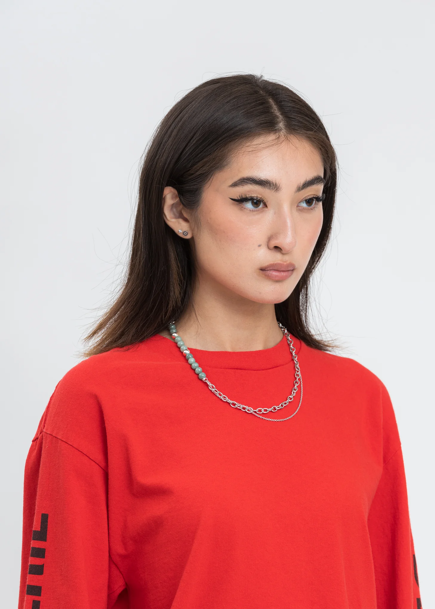 Silver Chains And Jade Necklace - Image 2