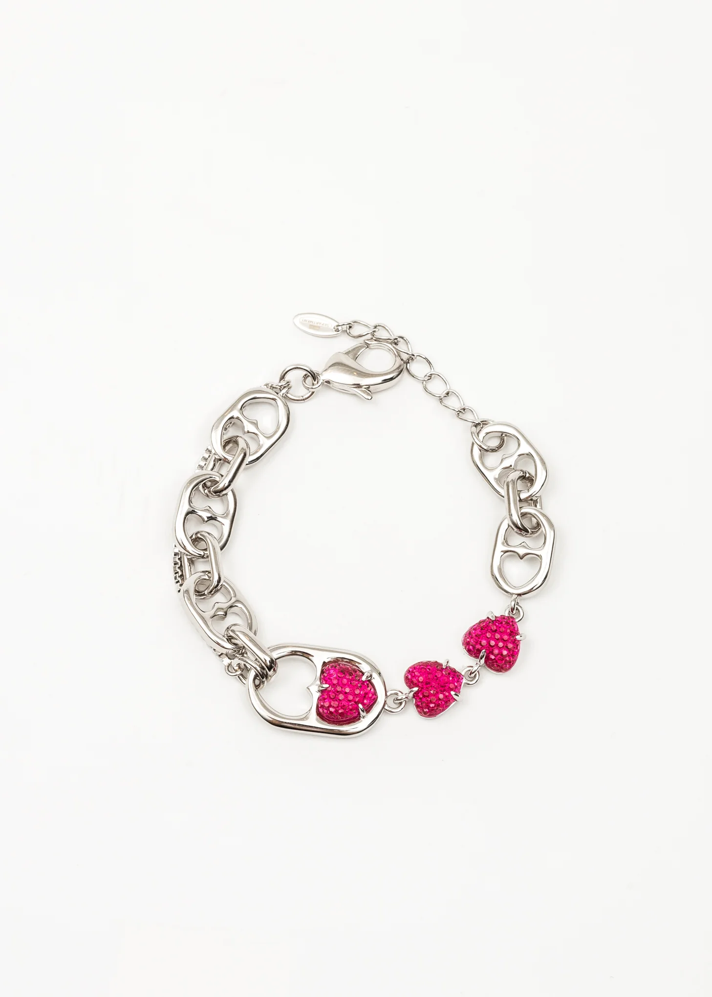 Silver Chains And Pink Heart Bracelets