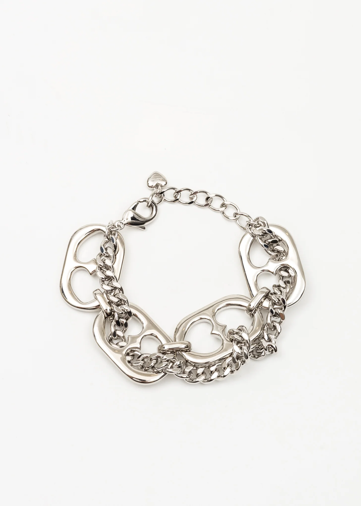 Silver Chains And Two Way Hearts Bracelets