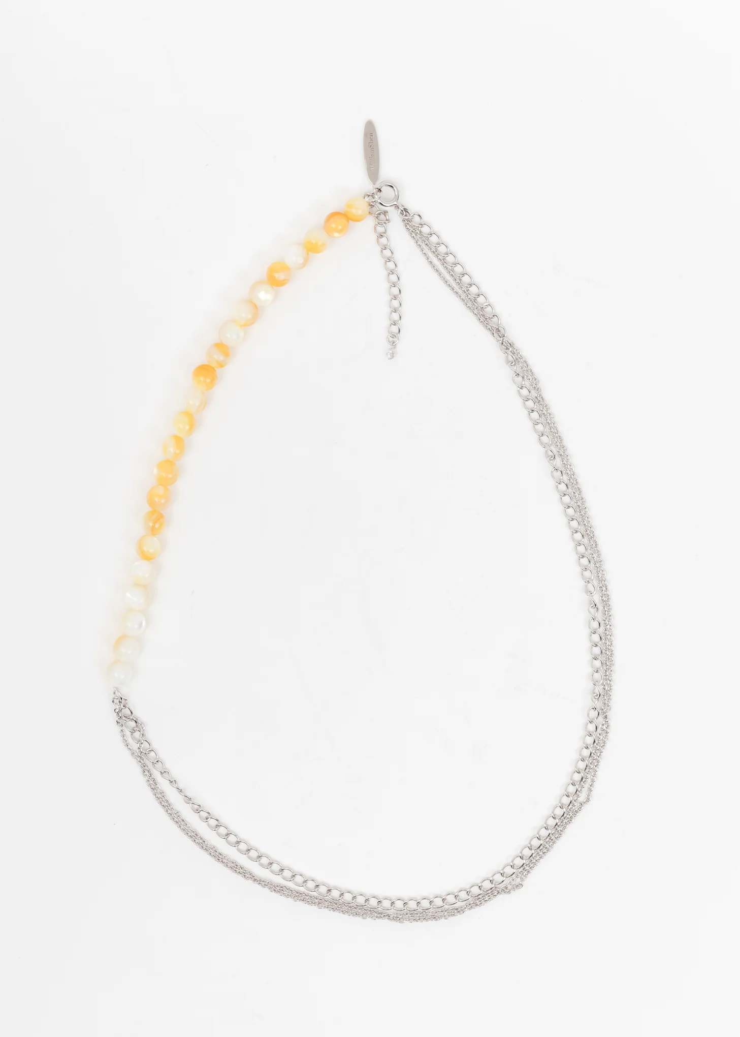 Silver Chains And Yellow Sea Shell Necklace