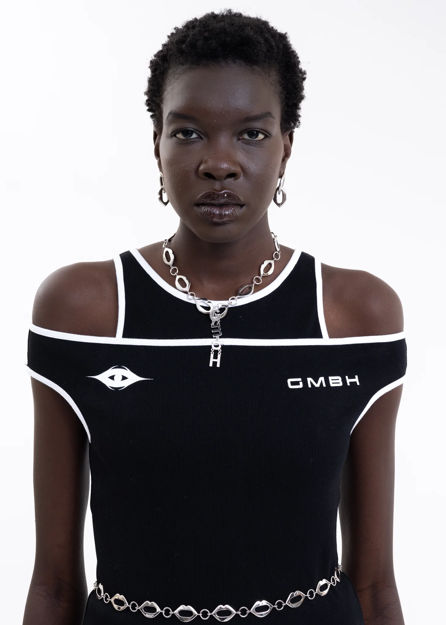 CHOKER W SILVER LIPS AND GMBH LETTERS - Image 2