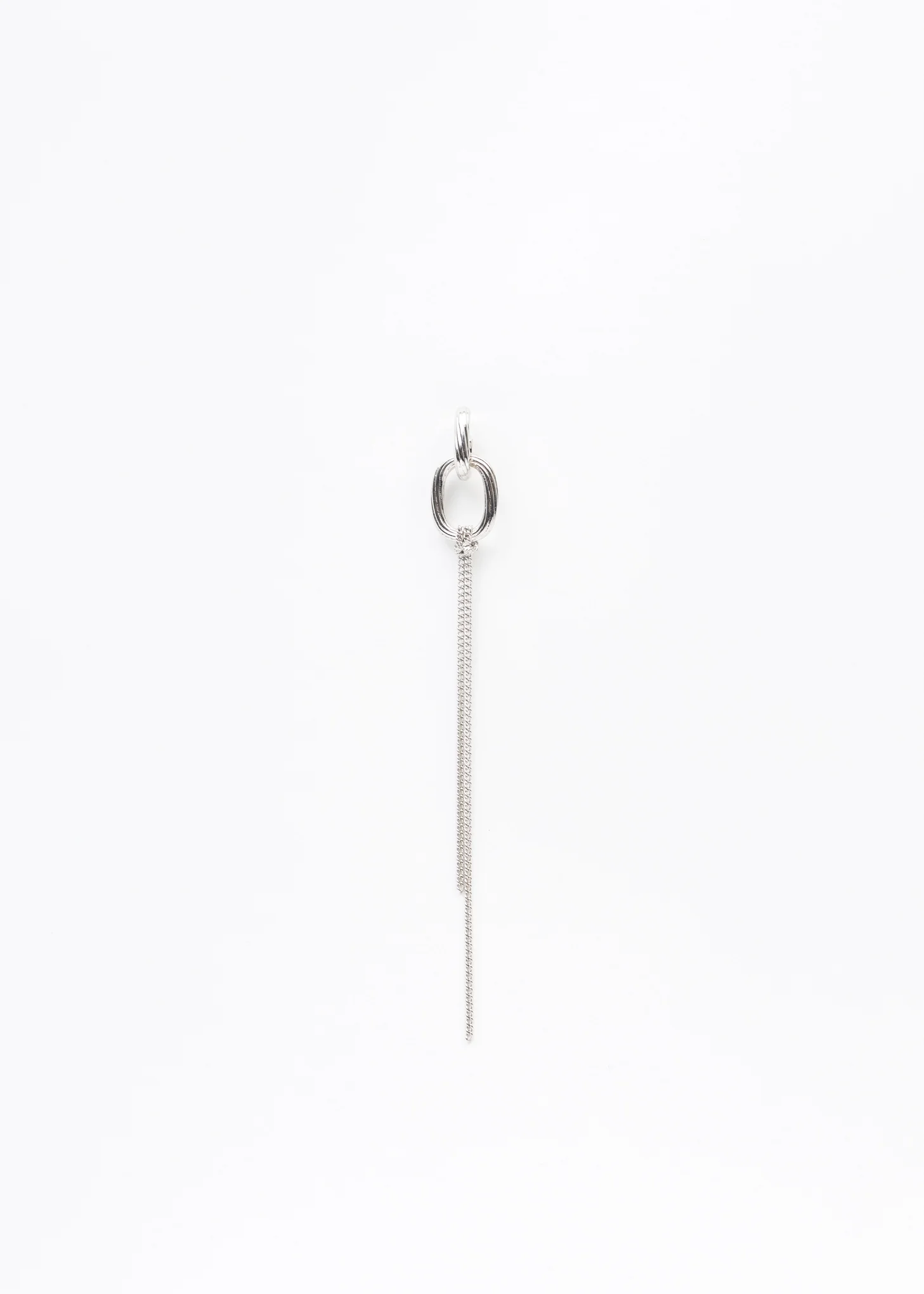 Silver Circle And Chains Earring - Single