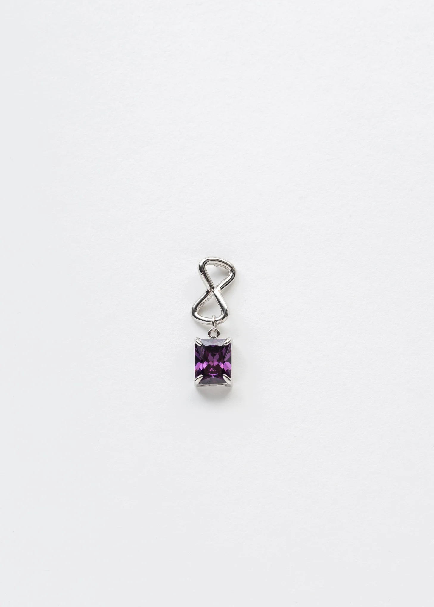 Silver Circle And Purple Stone Earring - Single