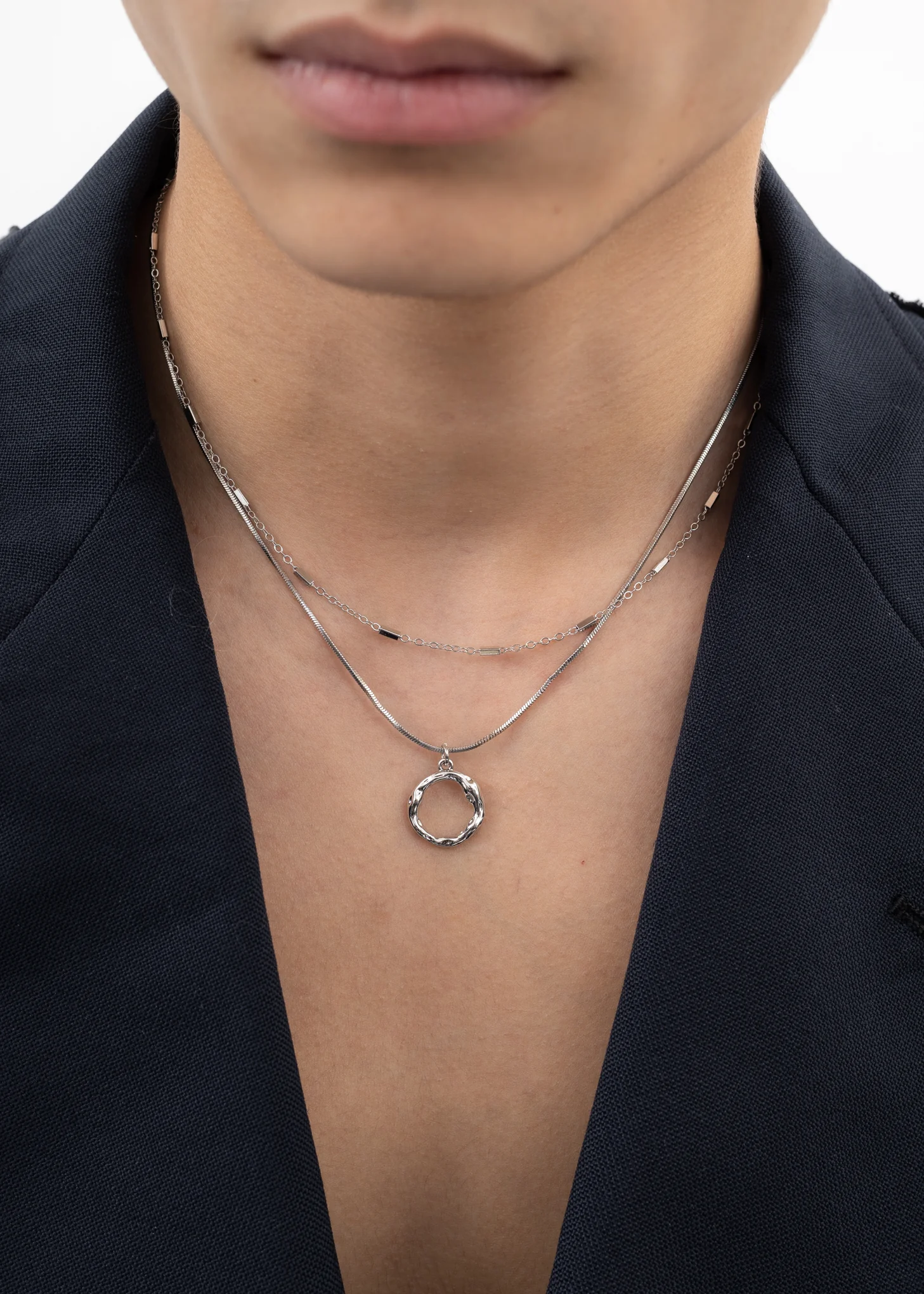 Silver Circle Necklace Set - Image 3