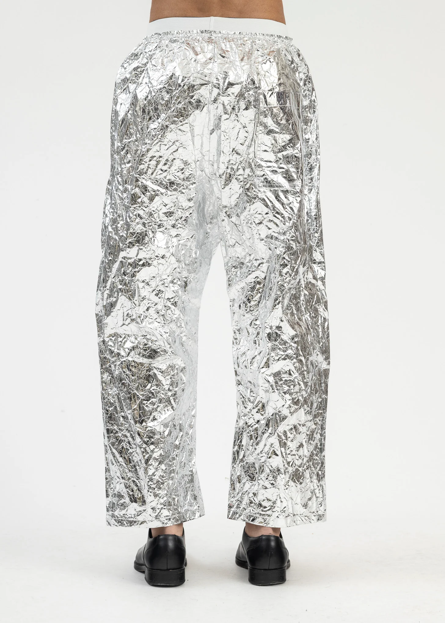 Silver Crinkled Trousers - Image 2