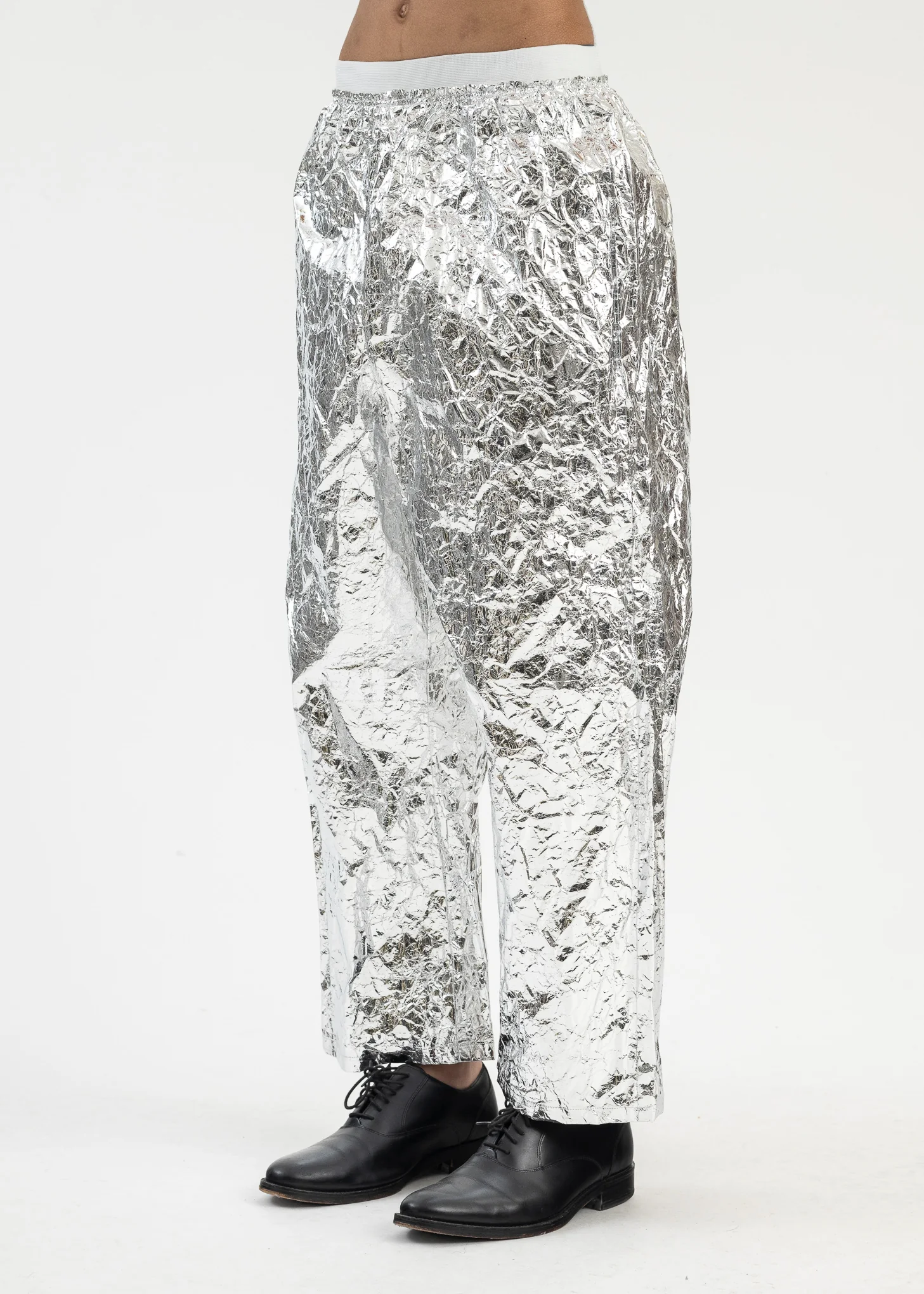 Silver Crinkled Trousers - Image 3