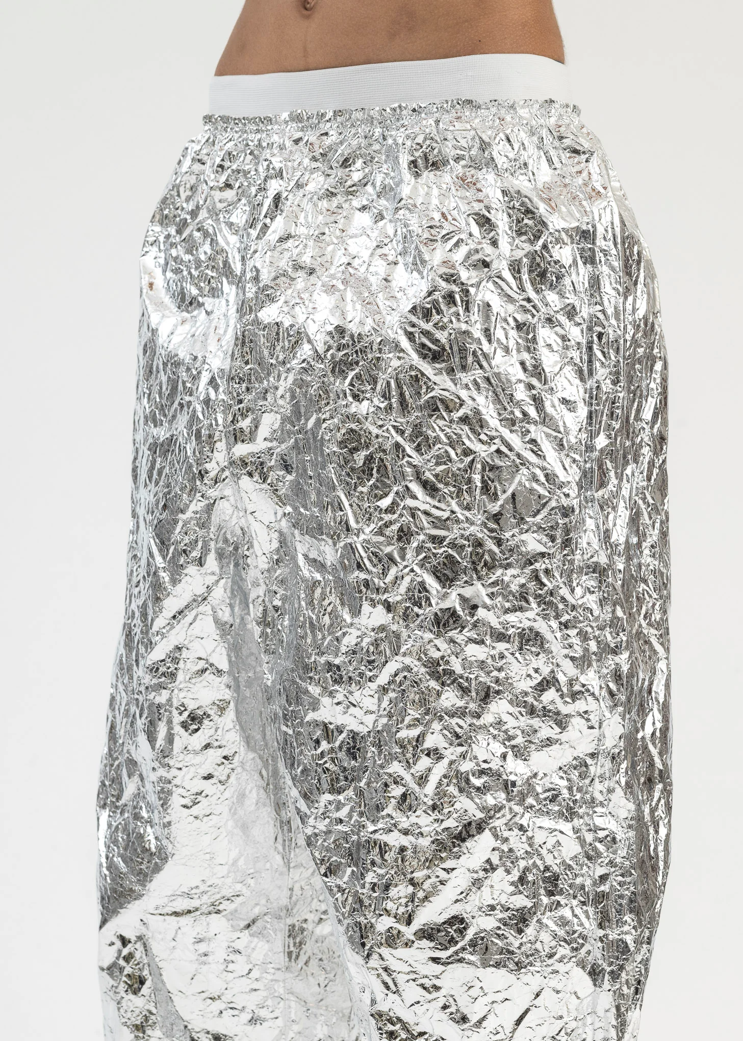 Silver Crinkled Trousers - Image 4
