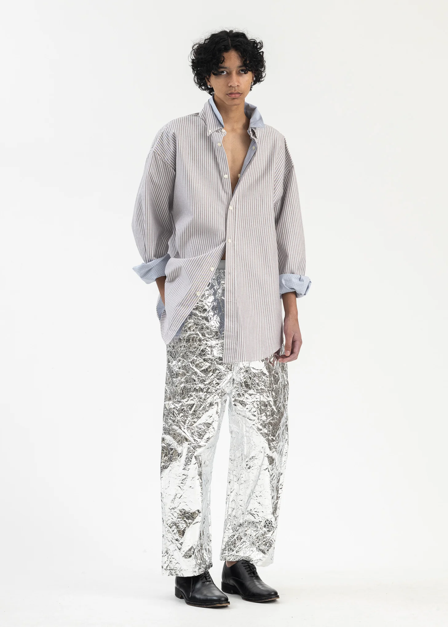 Silver Crinkled Trousers - Image 5