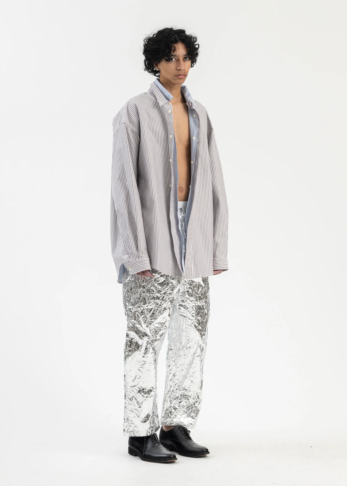 Silver Crinkled Trousers - Image 6