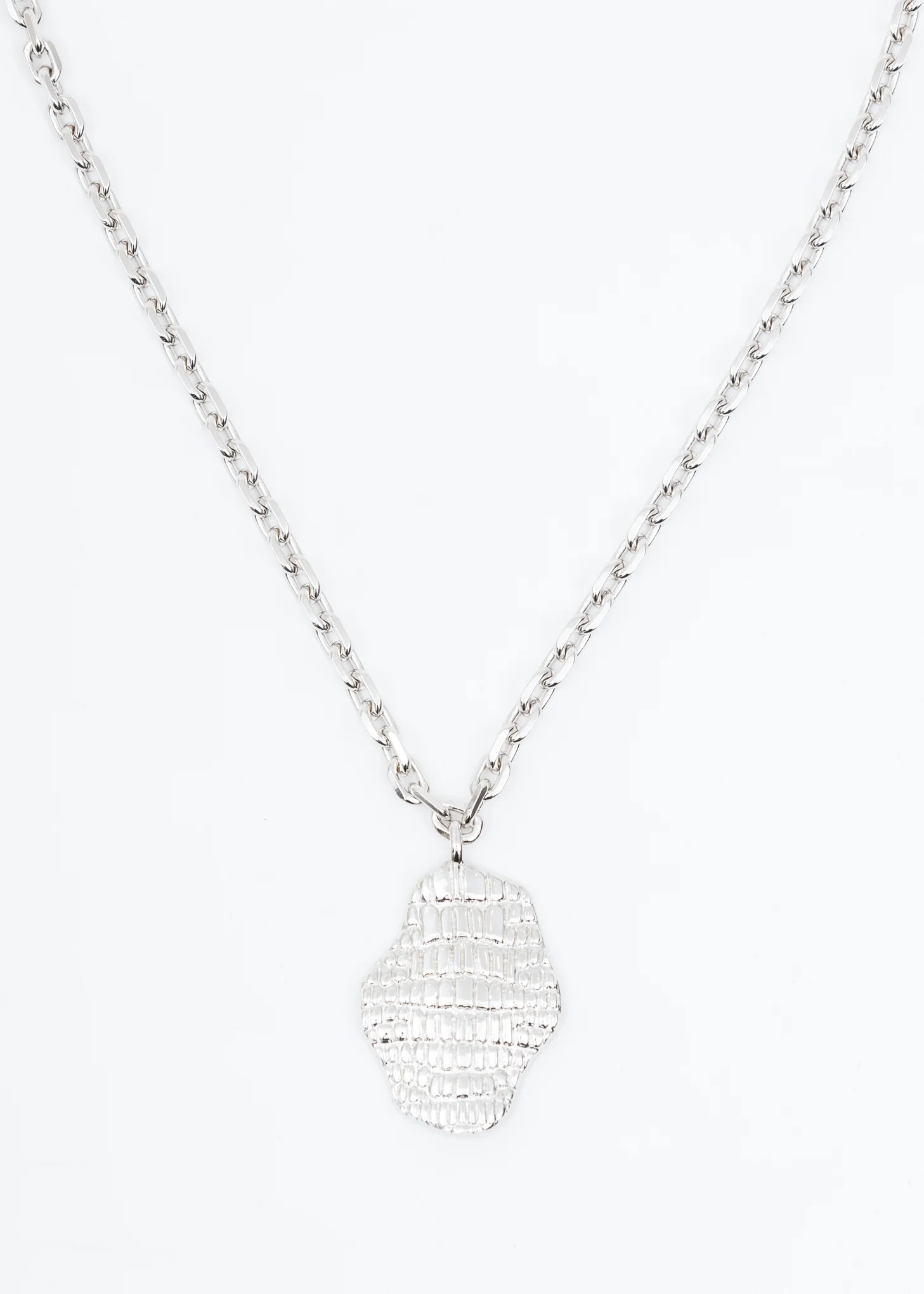 Silver Crocodile Leather Necklace - Image 3
