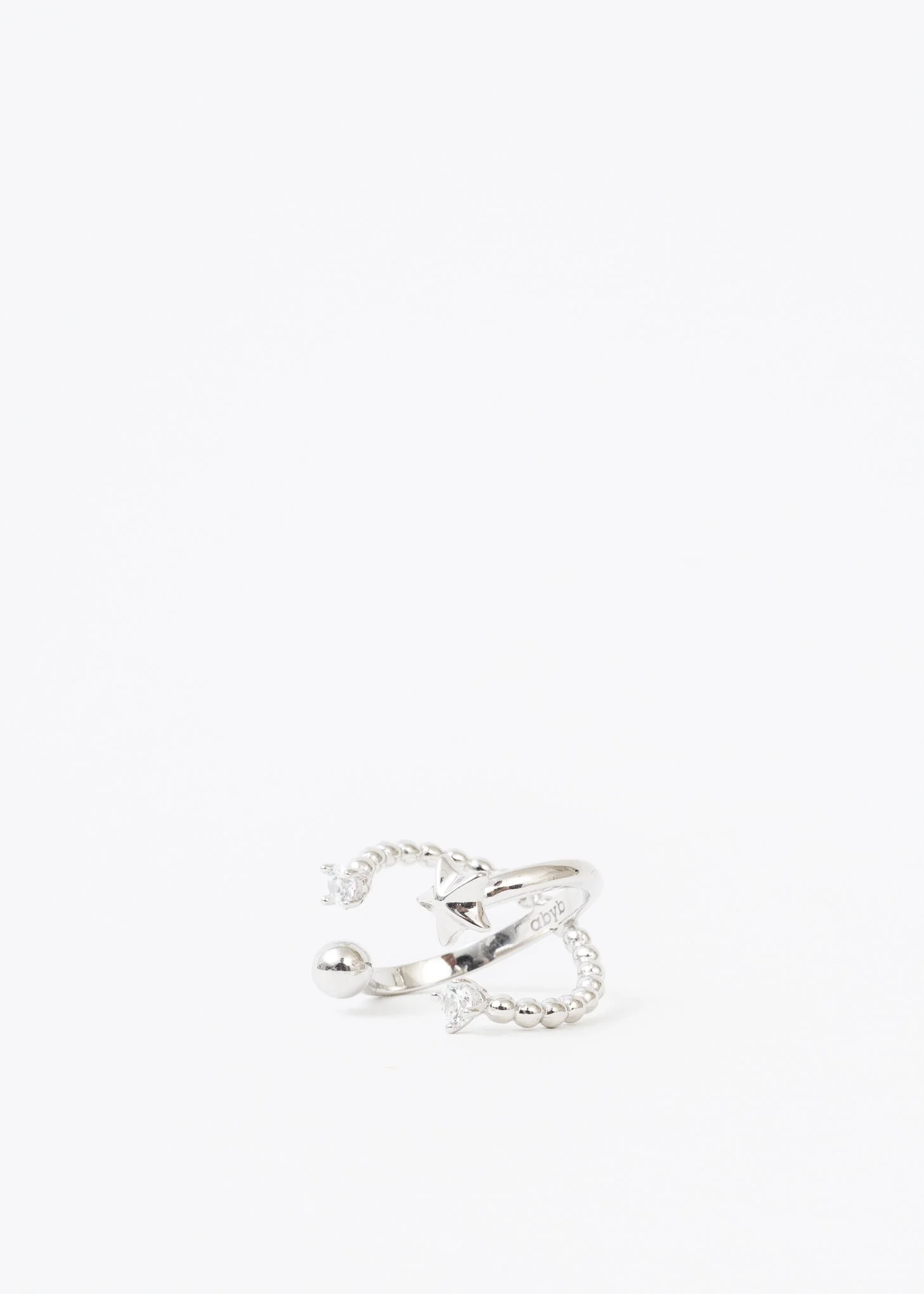 Silver Cross Light Rhinestone Ring - Image 4