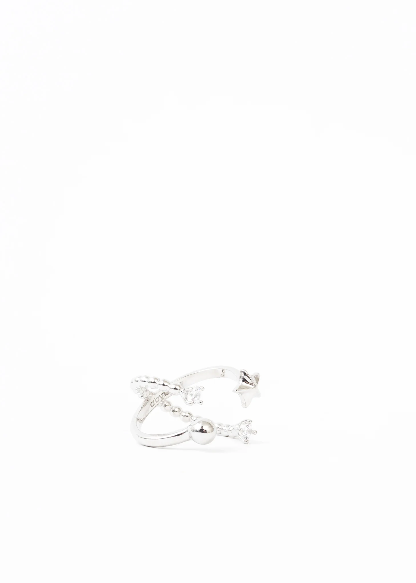 Silver Cross Light Rhinestone Ring