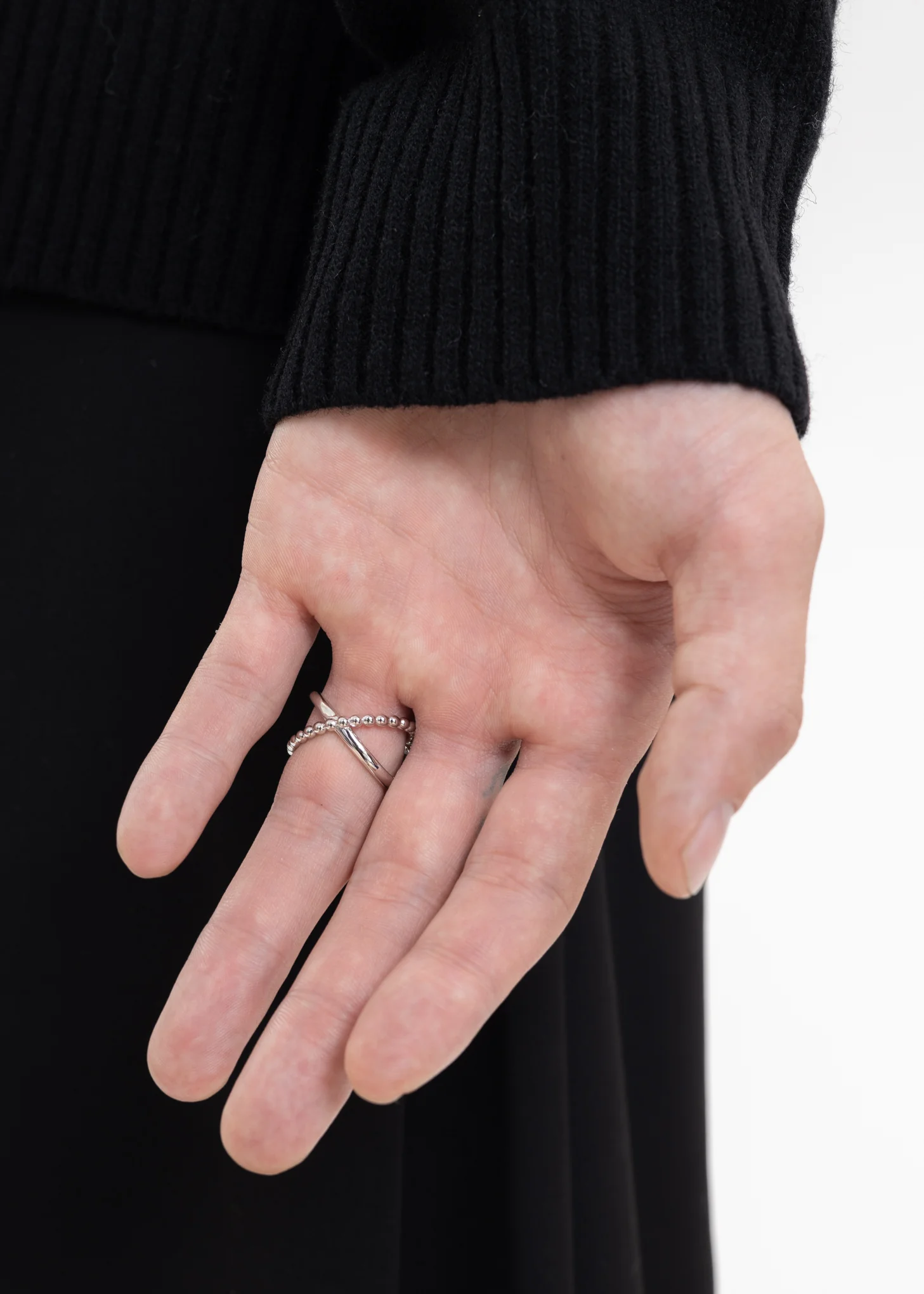Silver Cross Light Rhinestone Ring - Image 3