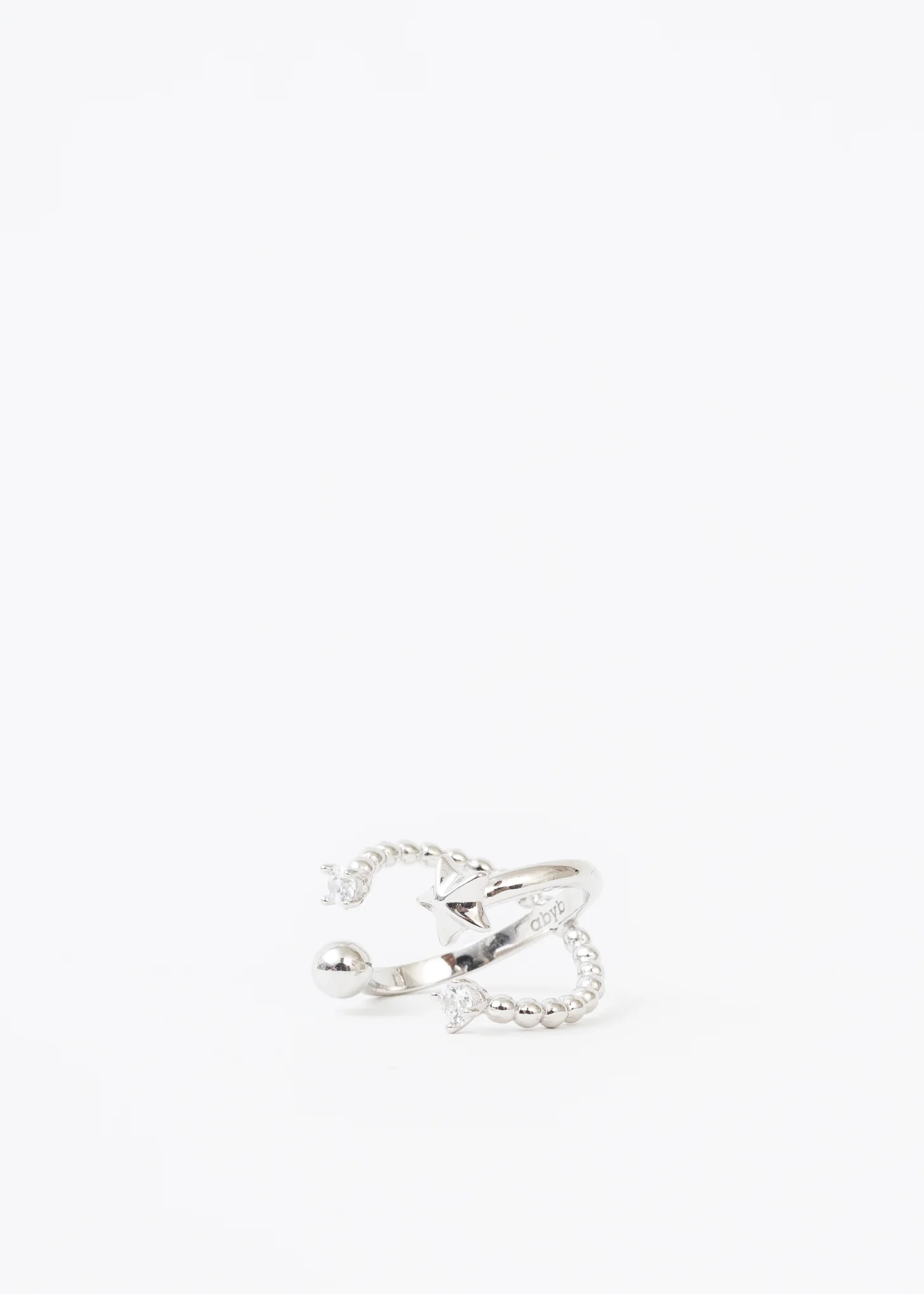 Silver Cross Light Rhinestone Ring - Image 4