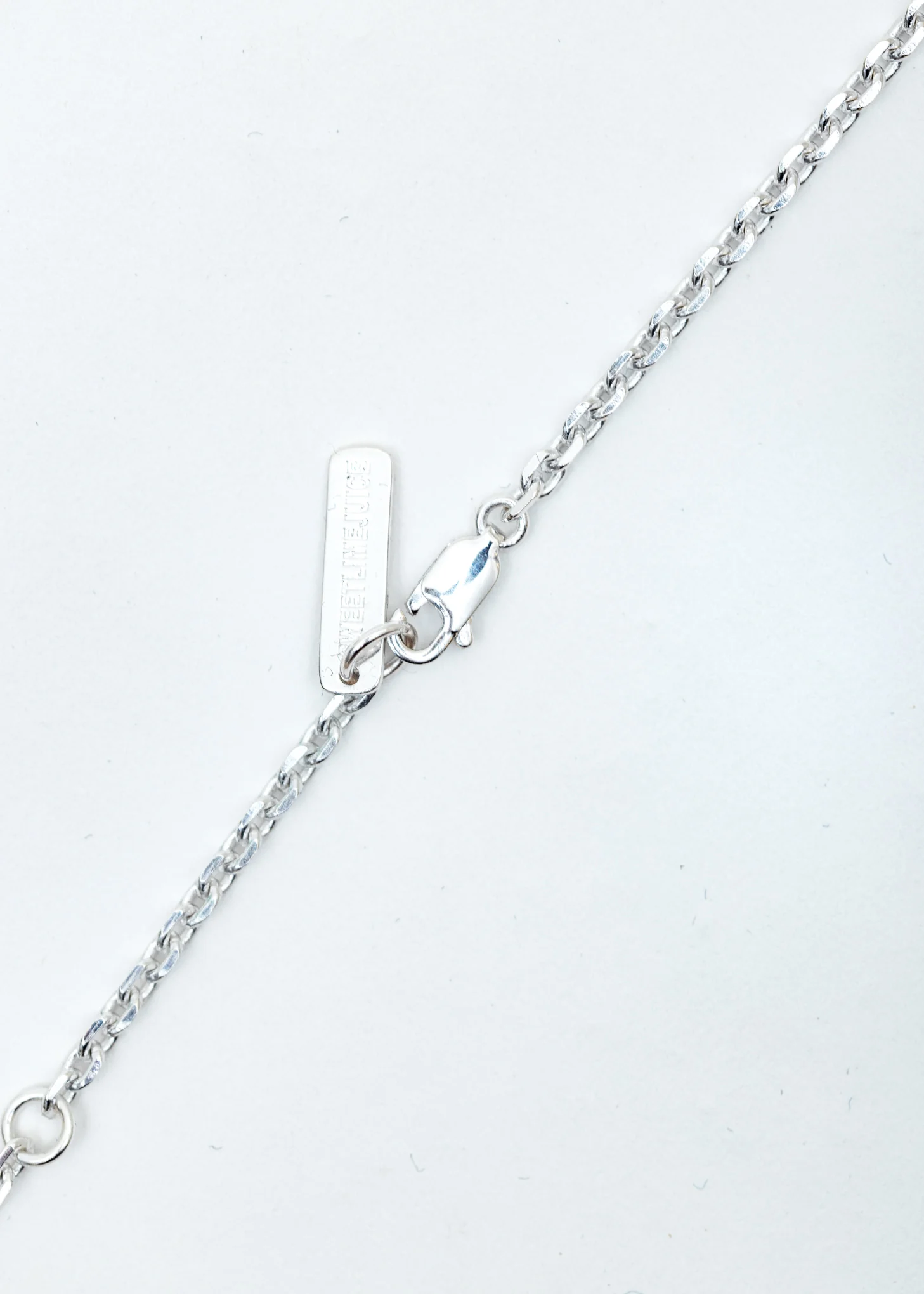 Silver Denim Oval Necklace (Blue Denim, Clear Stone) - Image 4