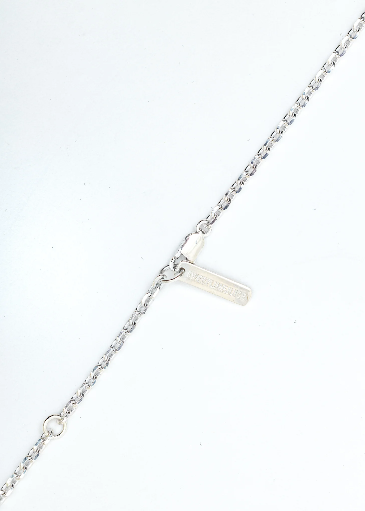 Silver Denim Oval Necklace (Blue Denim, Green Stone) - Image 4