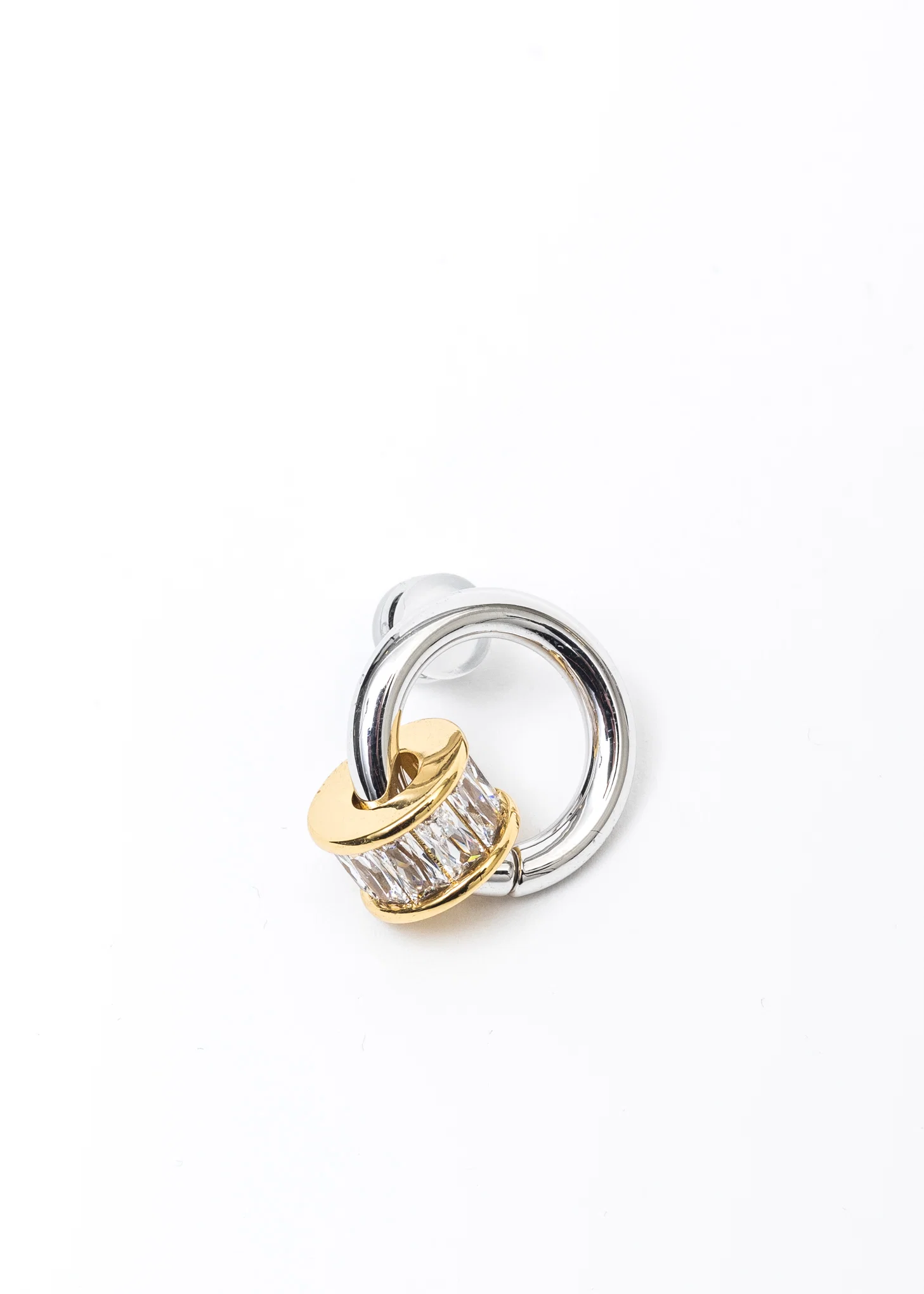 Silver DIAMOND And Gold Earring - Single - Image 5