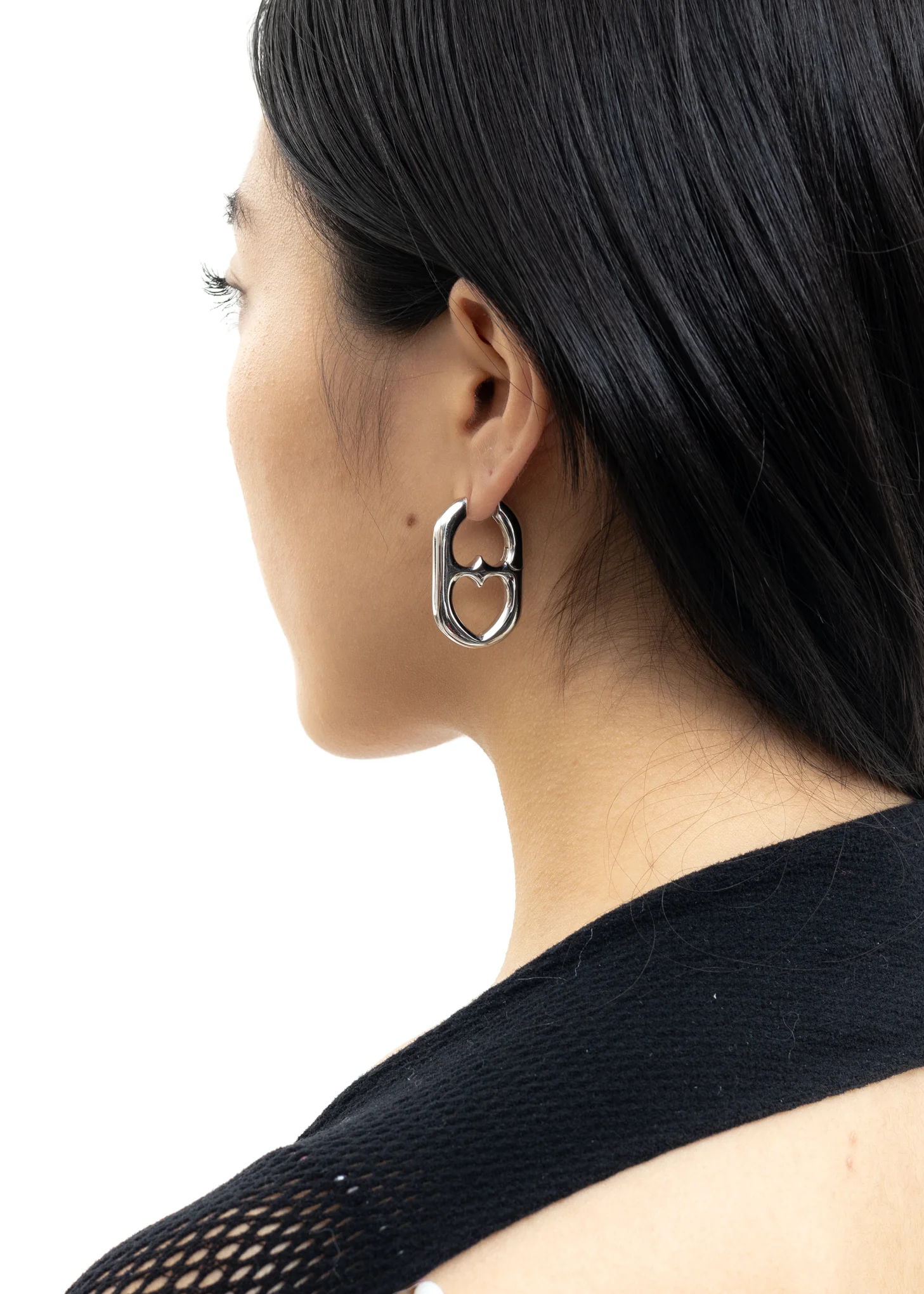 Silver Two Way Hearts Earring - Single - Image 5