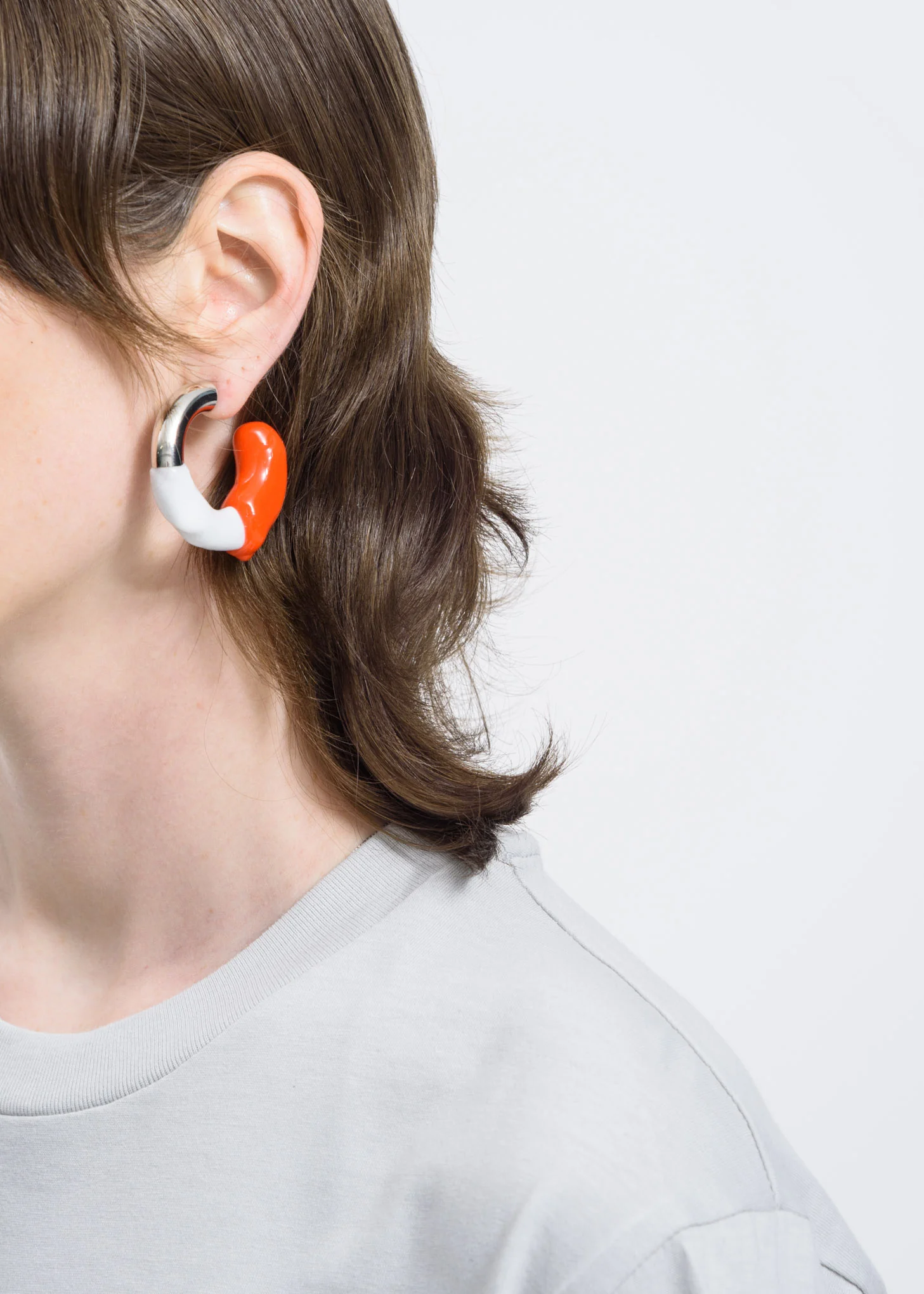Red Rubberized Hoop Earrings (Pair) - Image 2